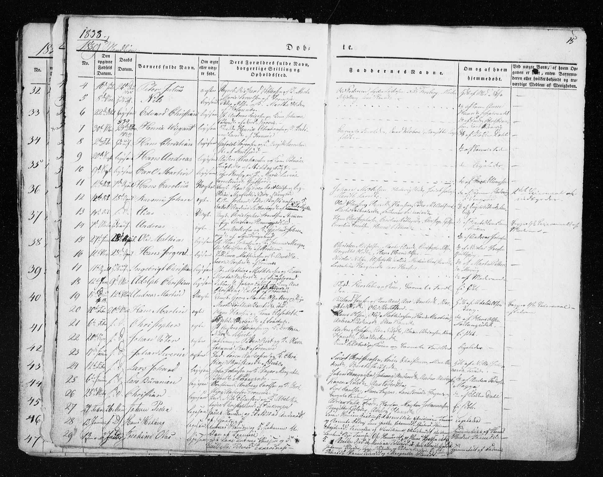 Tromsø sokneprestkontor/stiftsprosti/domprosti, SATØ/S-1343/G/Ga/L0009kirke: Parish register (official) no. 9, 1837-1847, p. 15