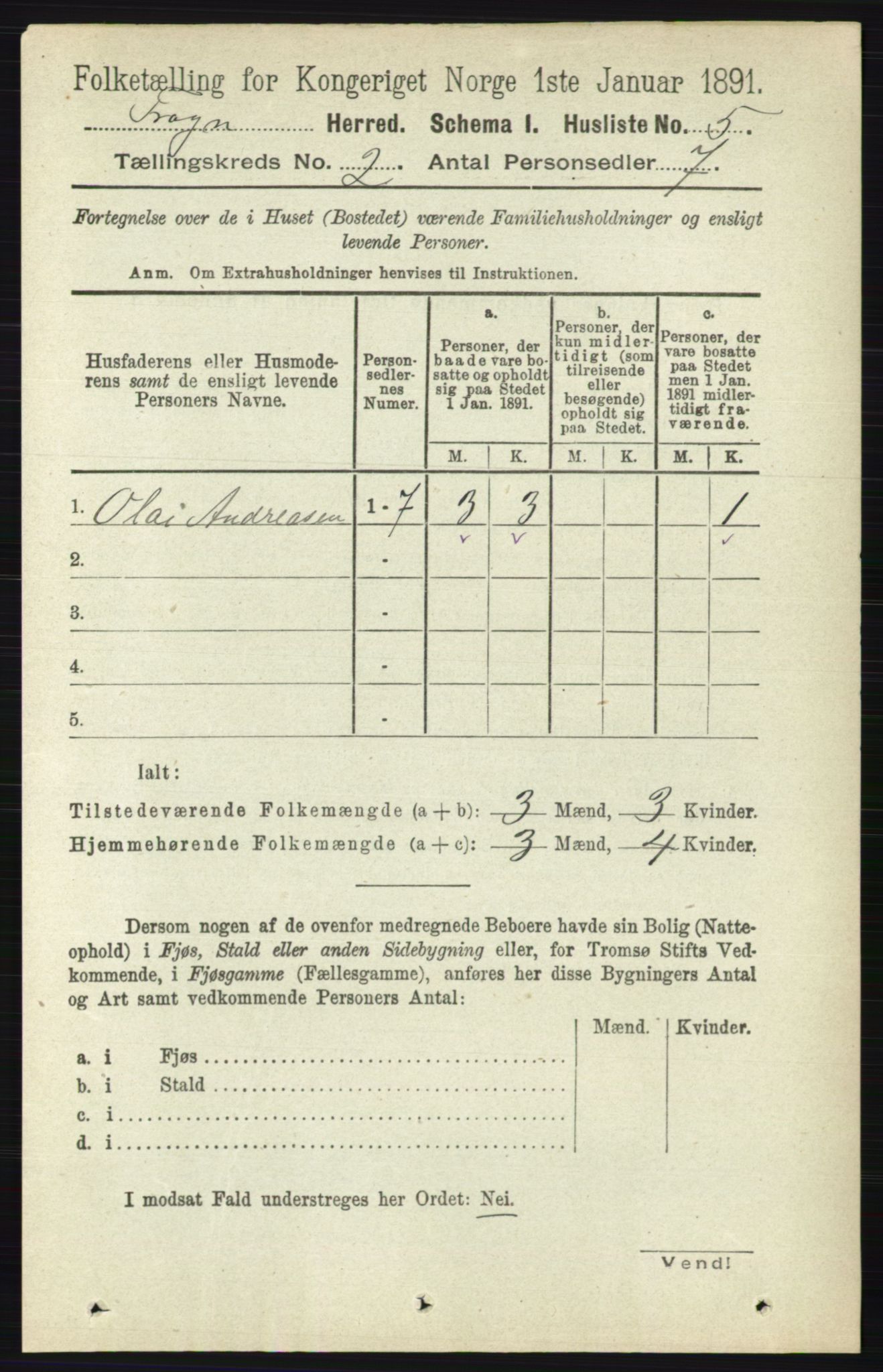 RA, 1891 census for 0215 Frogn, 1891, p. 1177