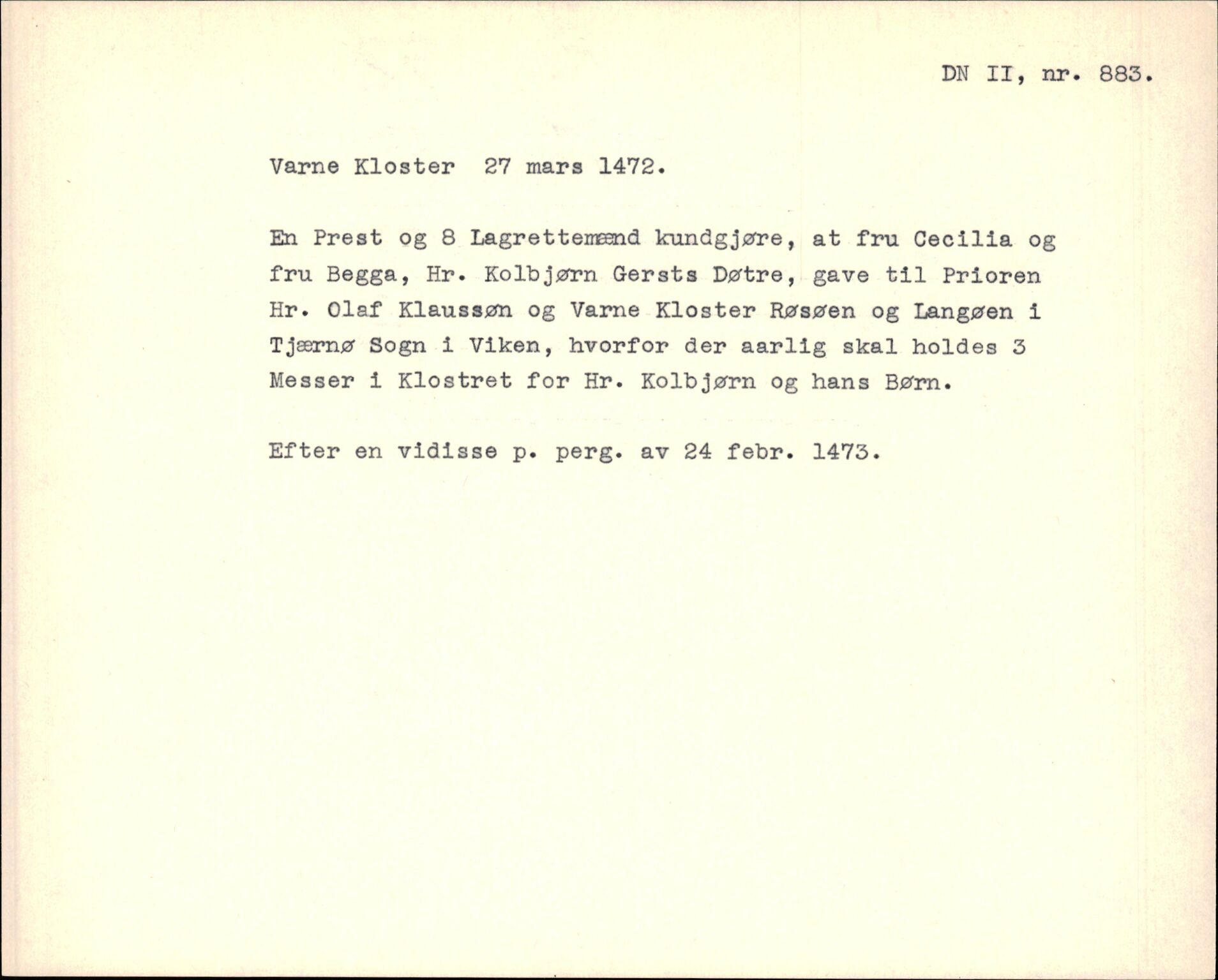 Riksarkivets diplomsamling, AV/RA-EA-5965/F35/F35f/L0003: Regestsedler: Diplomer fra DRA 1937 og 1996, p. 361