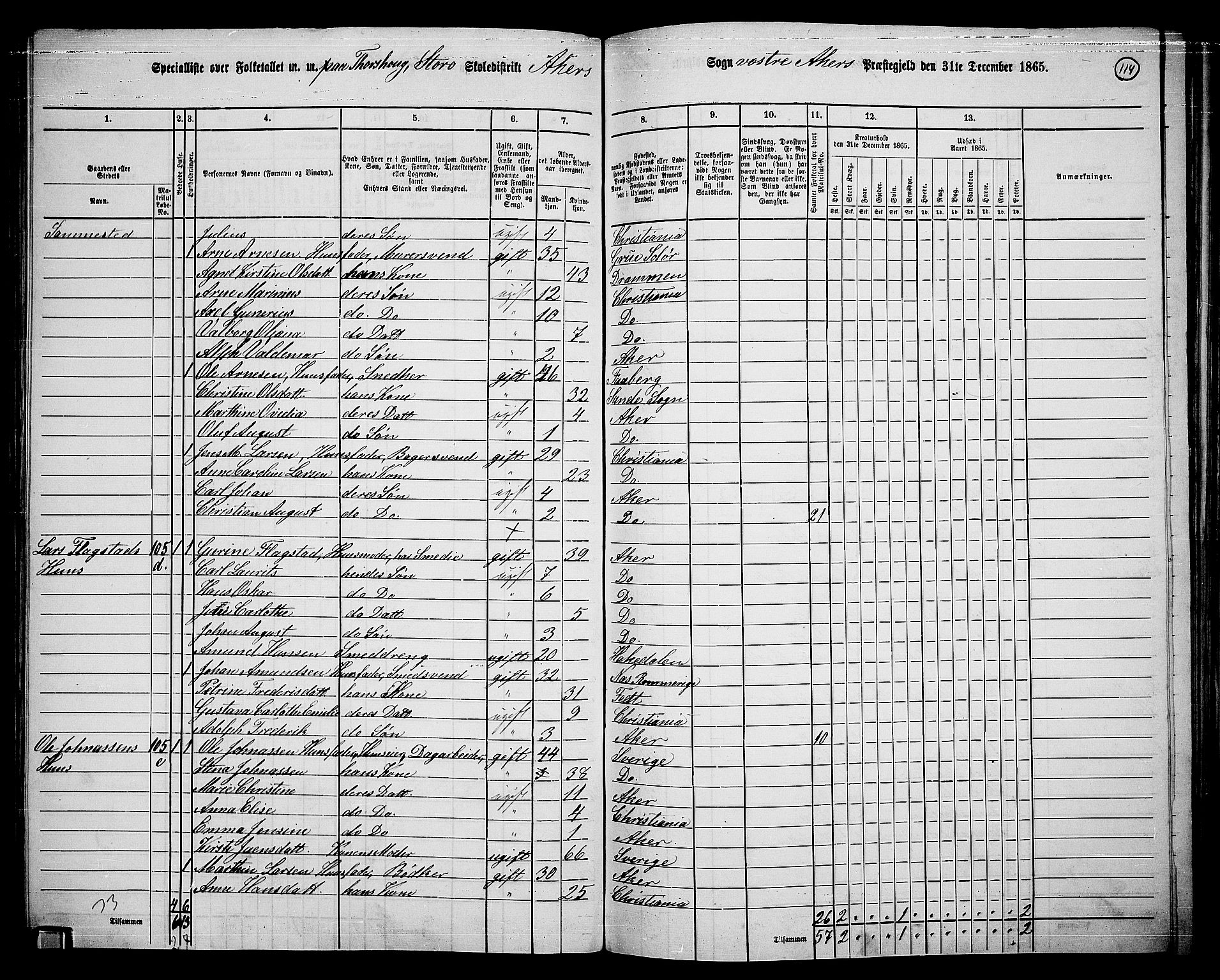 RA, 1865 census for Vestre Aker, 1865, p. 282