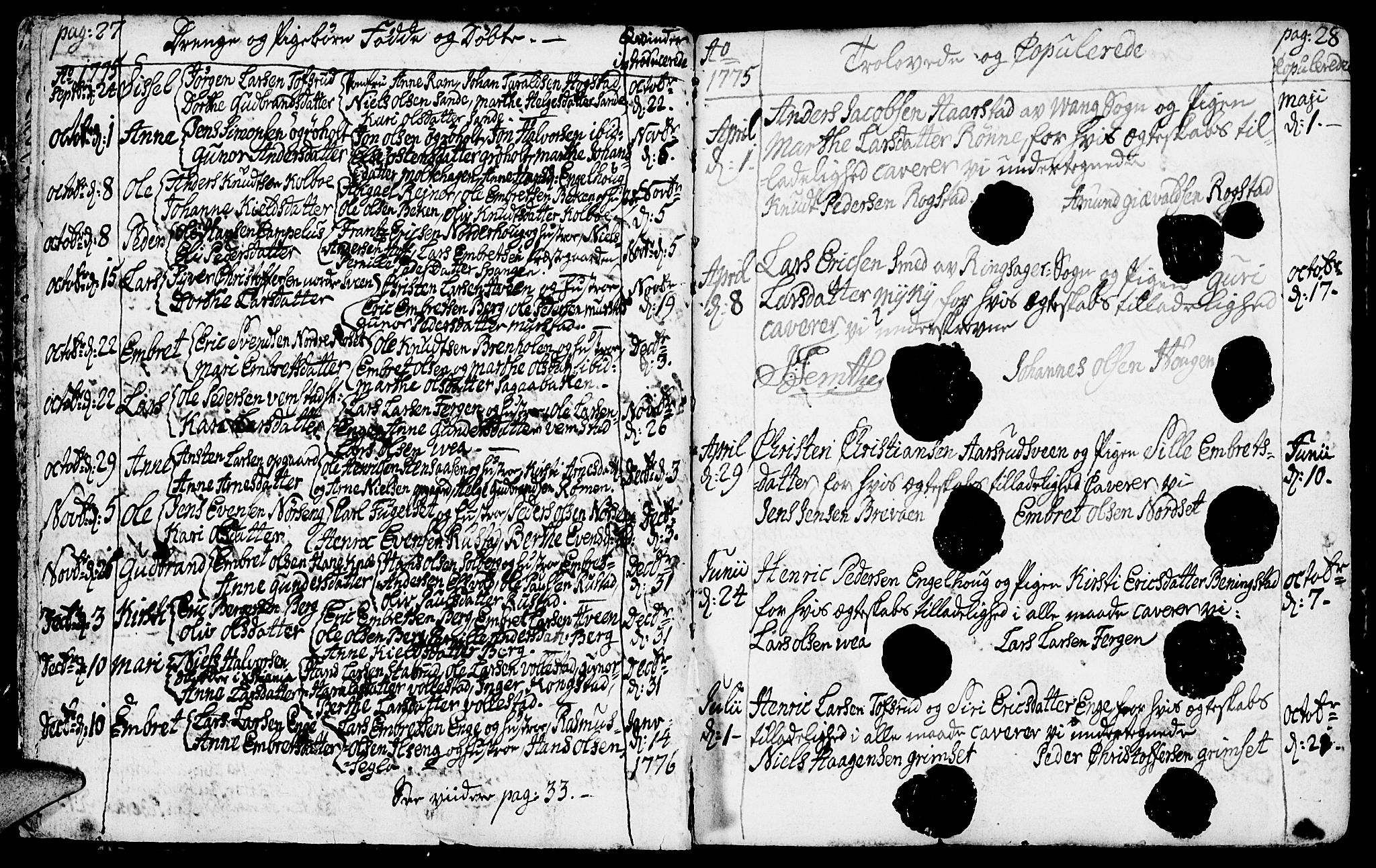 Løten prestekontor, SAH/PREST-022/K/Ka/L0003: Parish register (official) no. 3, 1773-1800, p. 27-28