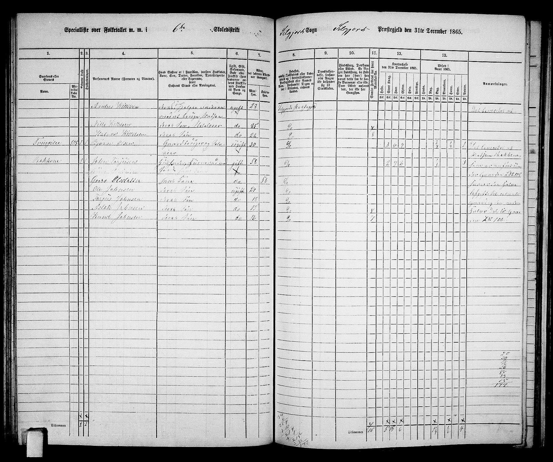 RA, 1865 census for Seljord, 1865, p. 94