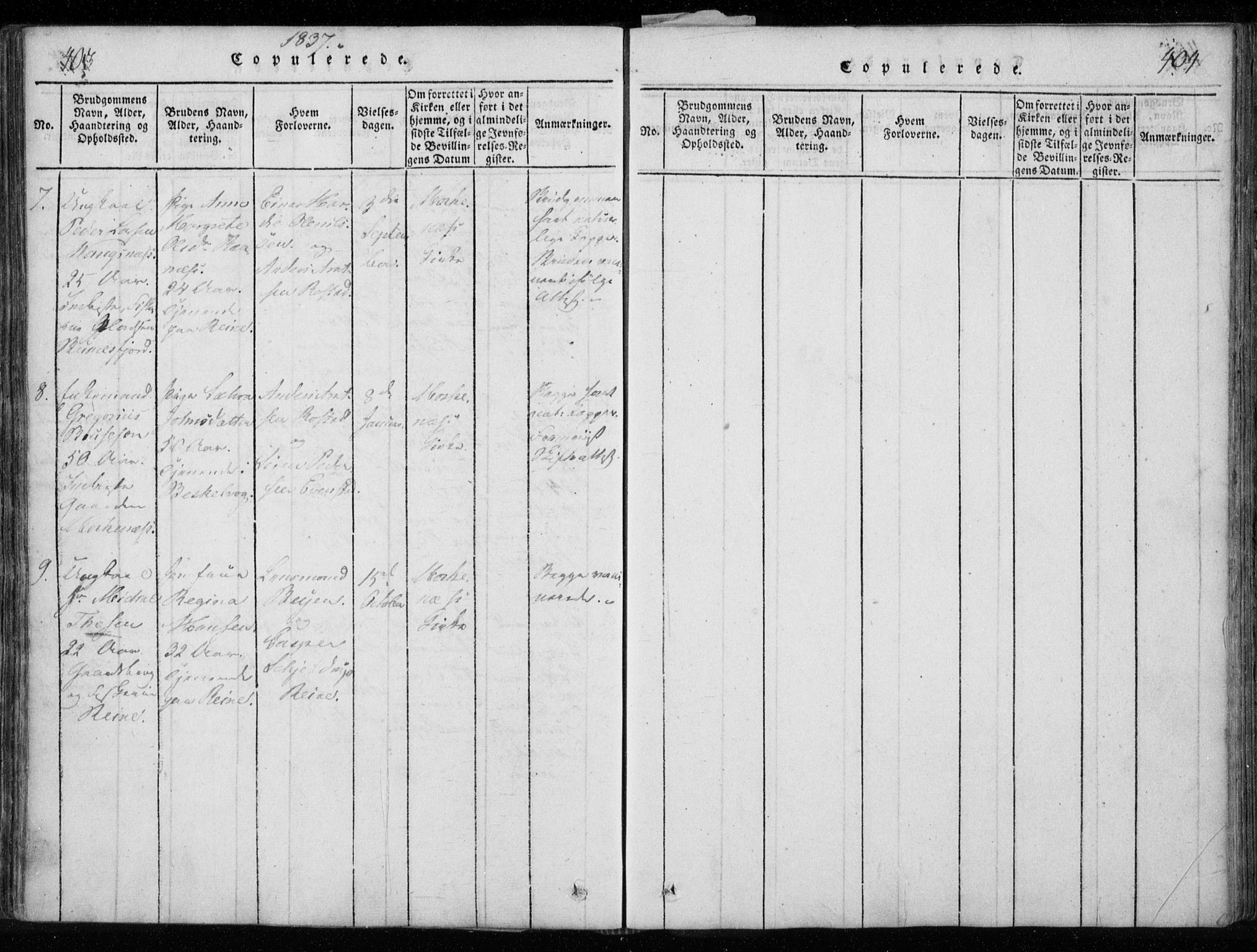 Ministerialprotokoller, klokkerbøker og fødselsregistre - Nordland, AV/SAT-A-1459/885/L1201: Parish register (official) no. 885A02, 1820-1837, p. 403-404