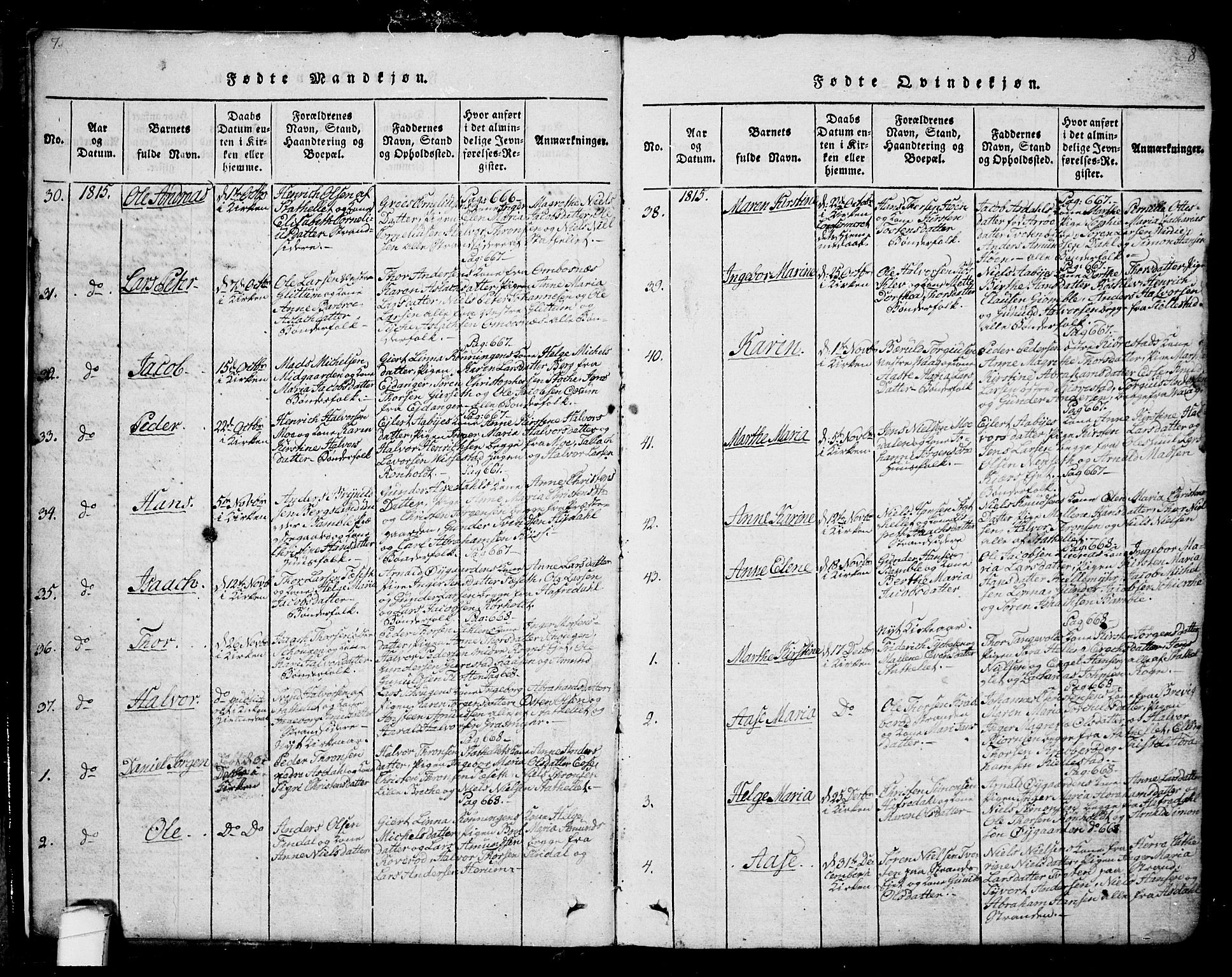 Bamble kirkebøker, SAKO/A-253/G/Ga/L0005: Parish register (copy) no. I 5, 1814-1855, p. 7-8