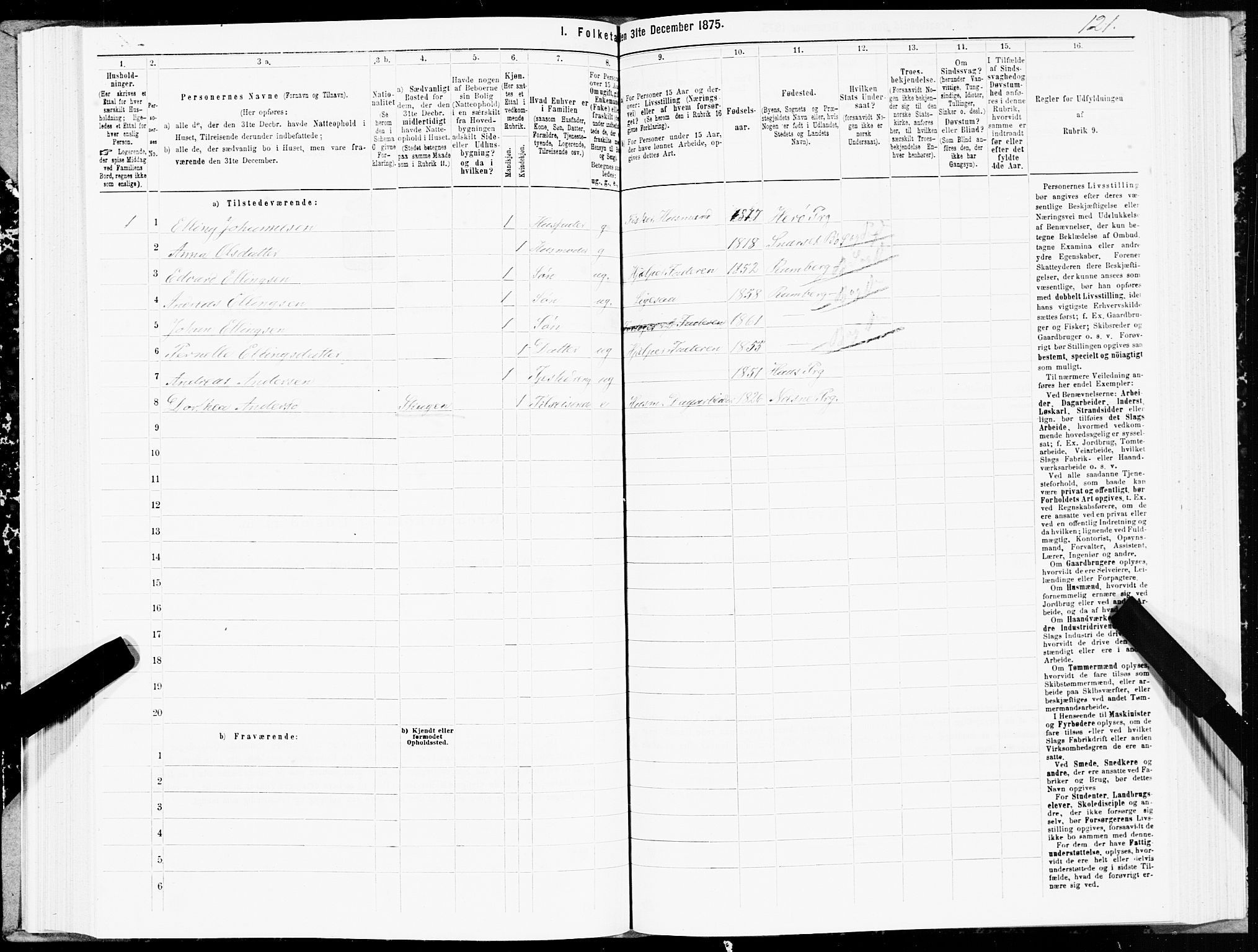 SAT, 1875 census for 1867P Bø, 1875, p. 1121