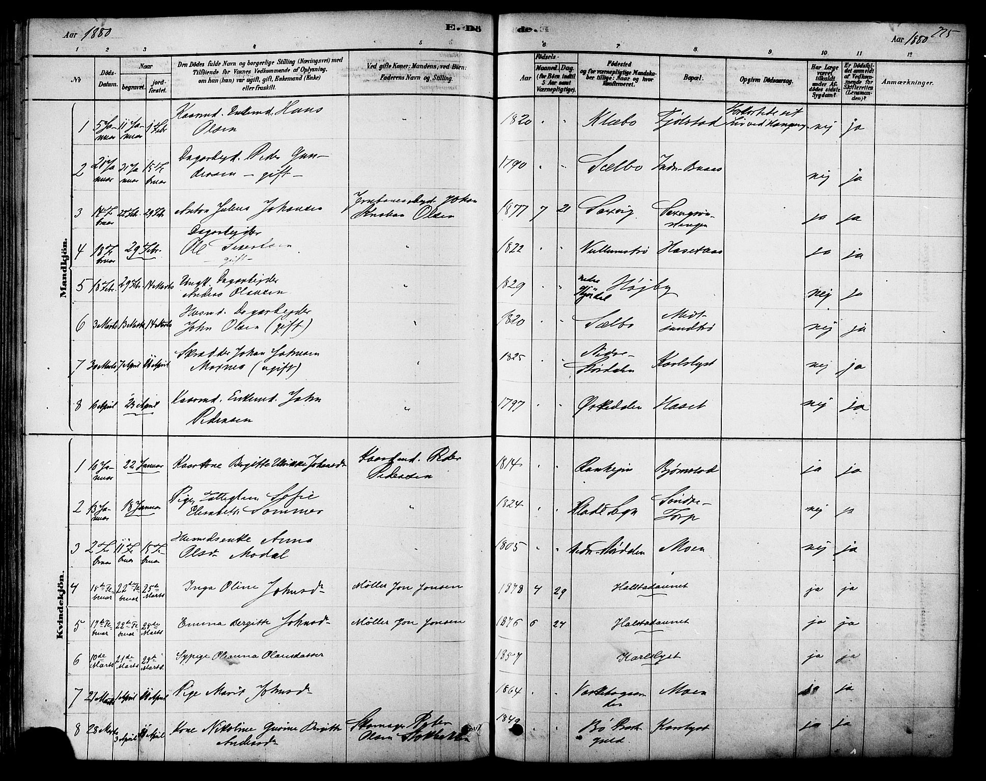 Ministerialprotokoller, klokkerbøker og fødselsregistre - Sør-Trøndelag, SAT/A-1456/616/L0410: Parish register (official) no. 616A07, 1878-1893, p. 225