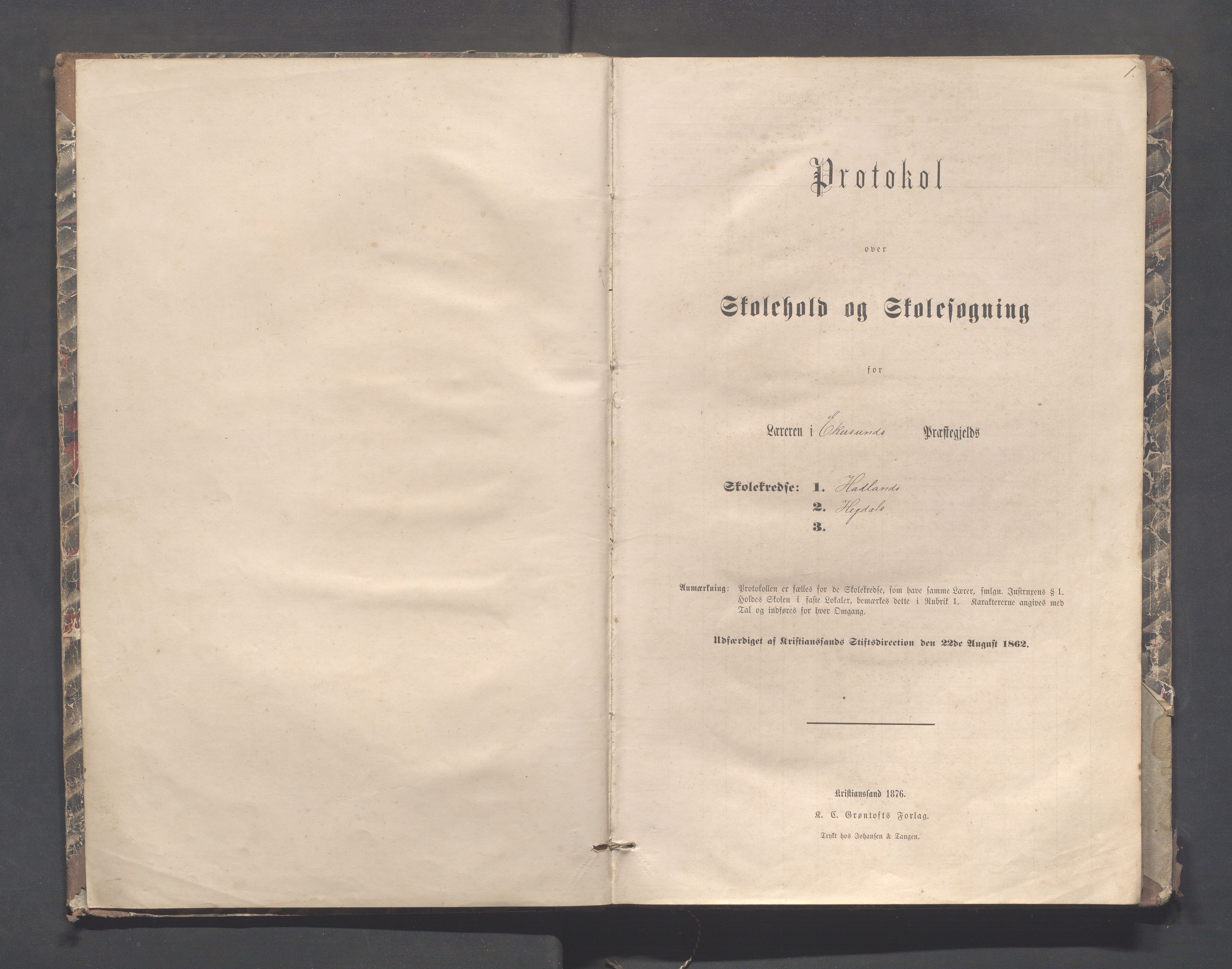 Eigersund kommune (Herredet) - Skolekommisjonen/skolestyret, IKAR/K-100453/Jb/L0004: Skoleprotokoll - Hegdal, Hadland, Åmdal, 1880-1890, p. 1