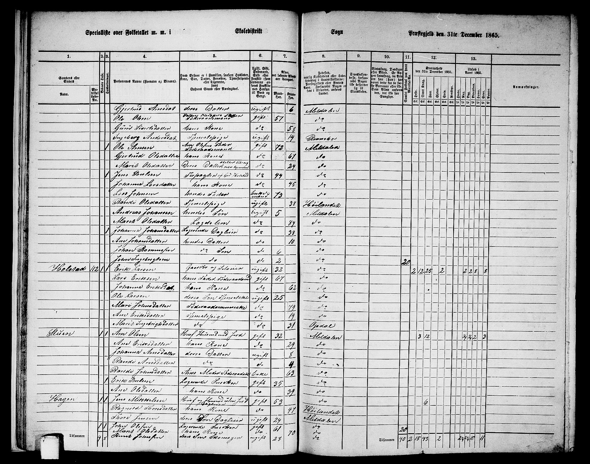 RA, 1865 census for Meldal, 1865, p. 22