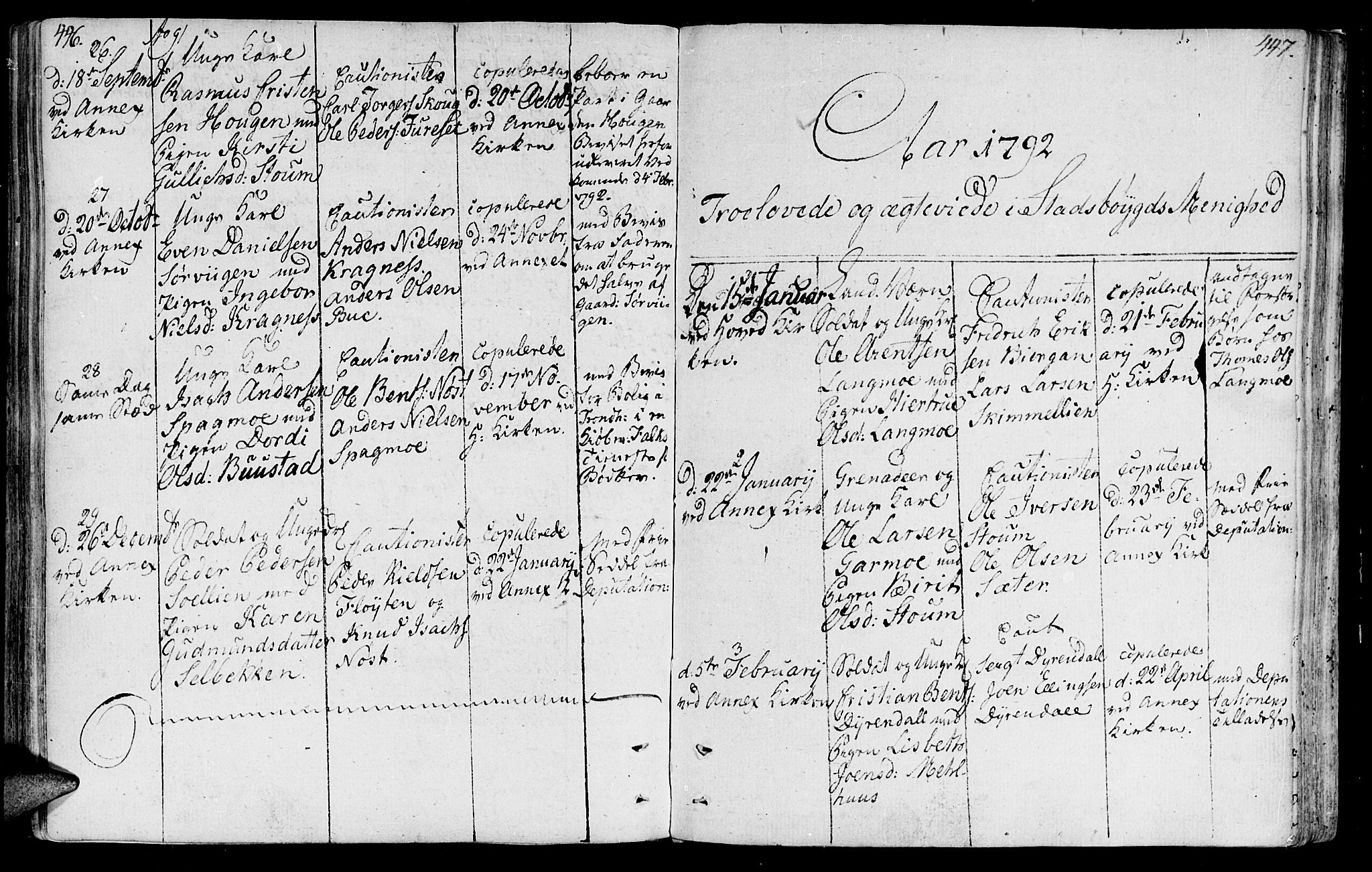 Ministerialprotokoller, klokkerbøker og fødselsregistre - Sør-Trøndelag, AV/SAT-A-1456/646/L0606: Parish register (official) no. 646A04, 1791-1805, p. 446-447