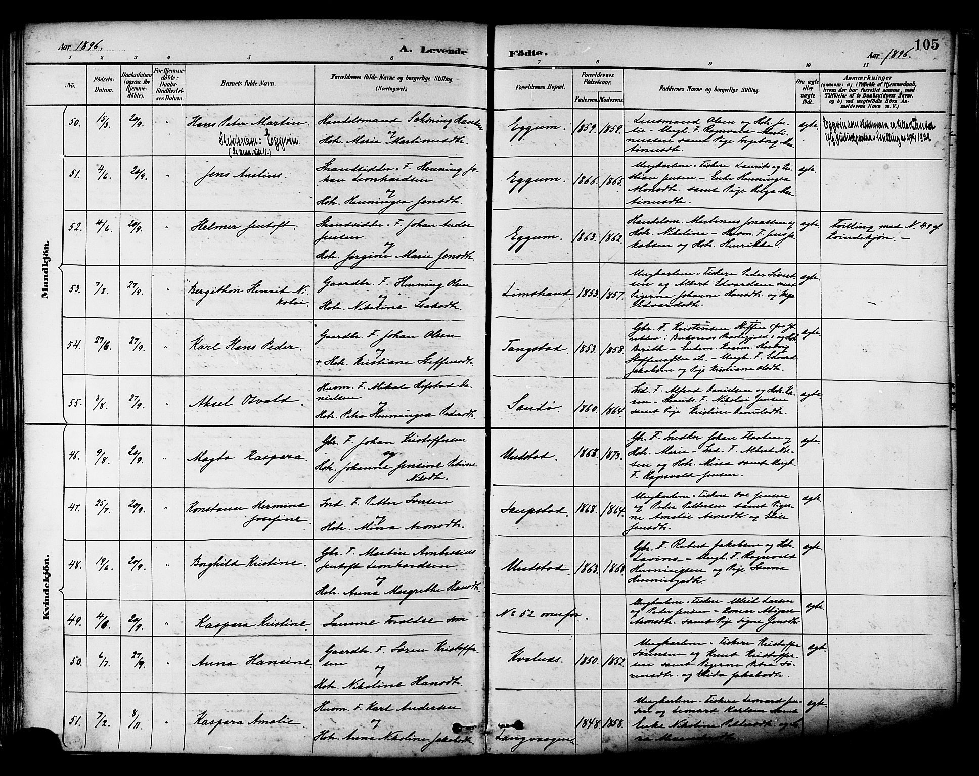 Ministerialprotokoller, klokkerbøker og fødselsregistre - Nordland, AV/SAT-A-1459/880/L1133: Parish register (official) no. 880A07, 1888-1898, p. 105