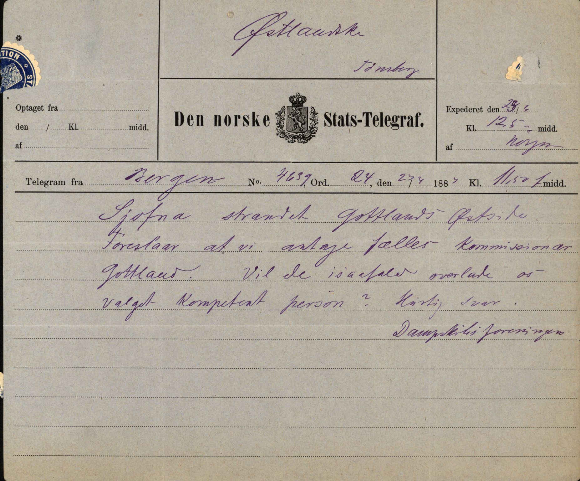 Pa 63 - Østlandske skibsassuranceforening, VEMU/A-1079/G/Ga/L0017/0005: Havaridokumenter / Signe, Hurra, Activ, Sjofna, Senior, Scandia, 1884, p. 64