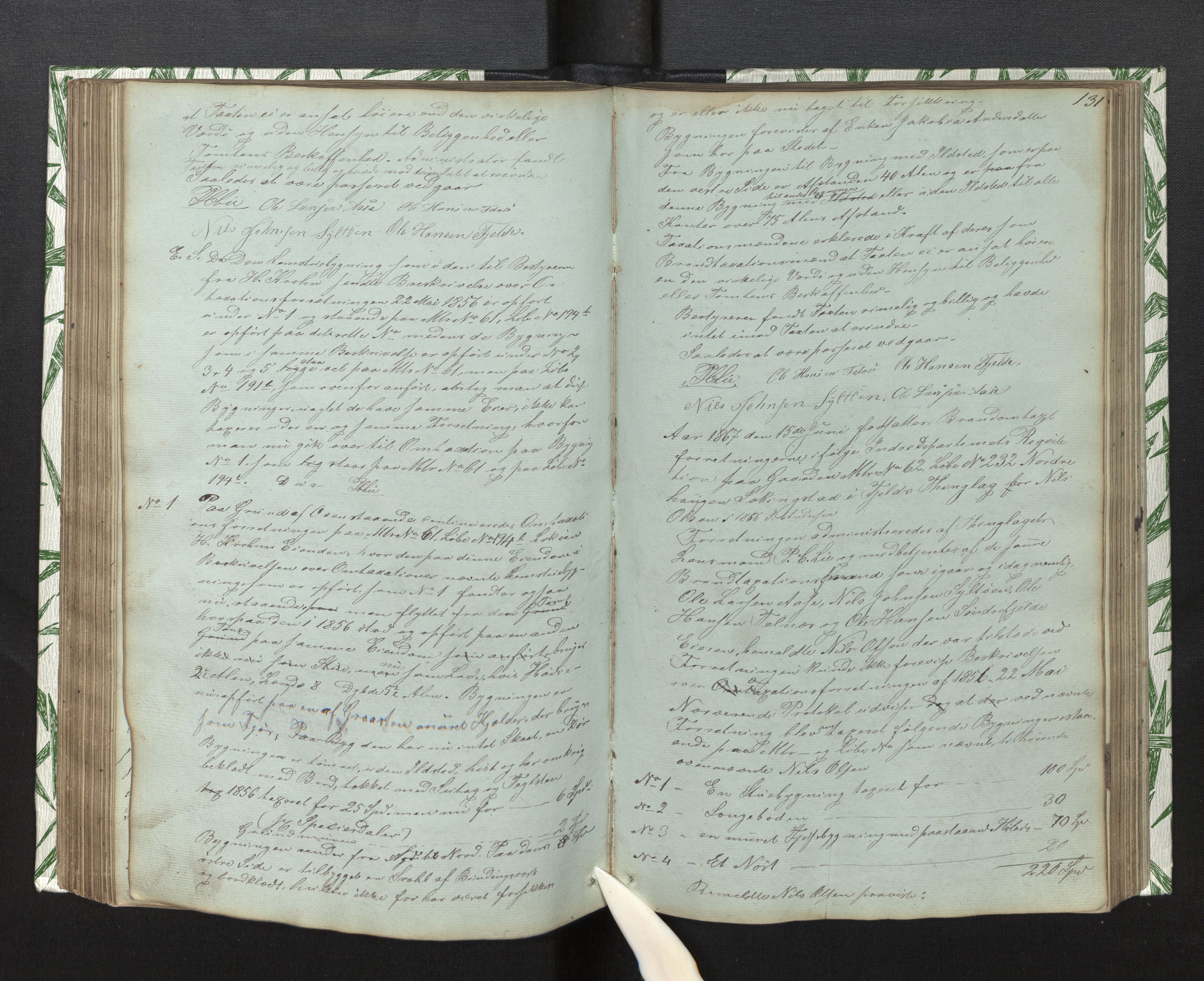 Lensmannen i Fjell, AV/SAB-A-32301/0012/L0001: Branntakstprotokoll, 1846-1877, p. 130b-131a