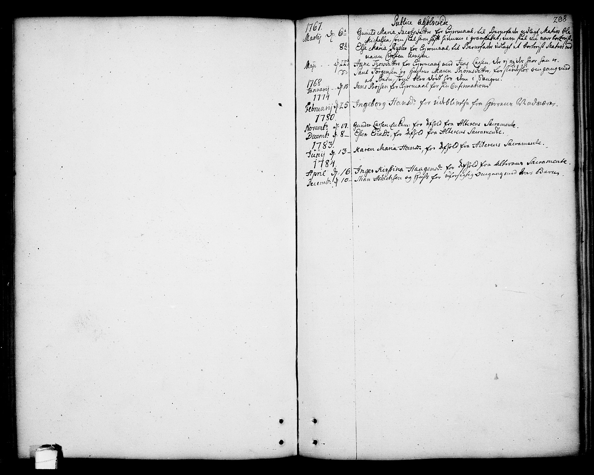 Kragerø kirkebøker, SAKO/A-278/F/Fa/L0002: Parish register (official) no. 2, 1767-1802, p. 208