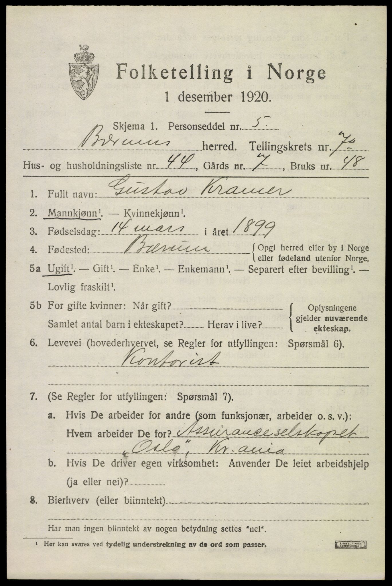 SAO, 1920 census for Bærum, 1920, p. 16622