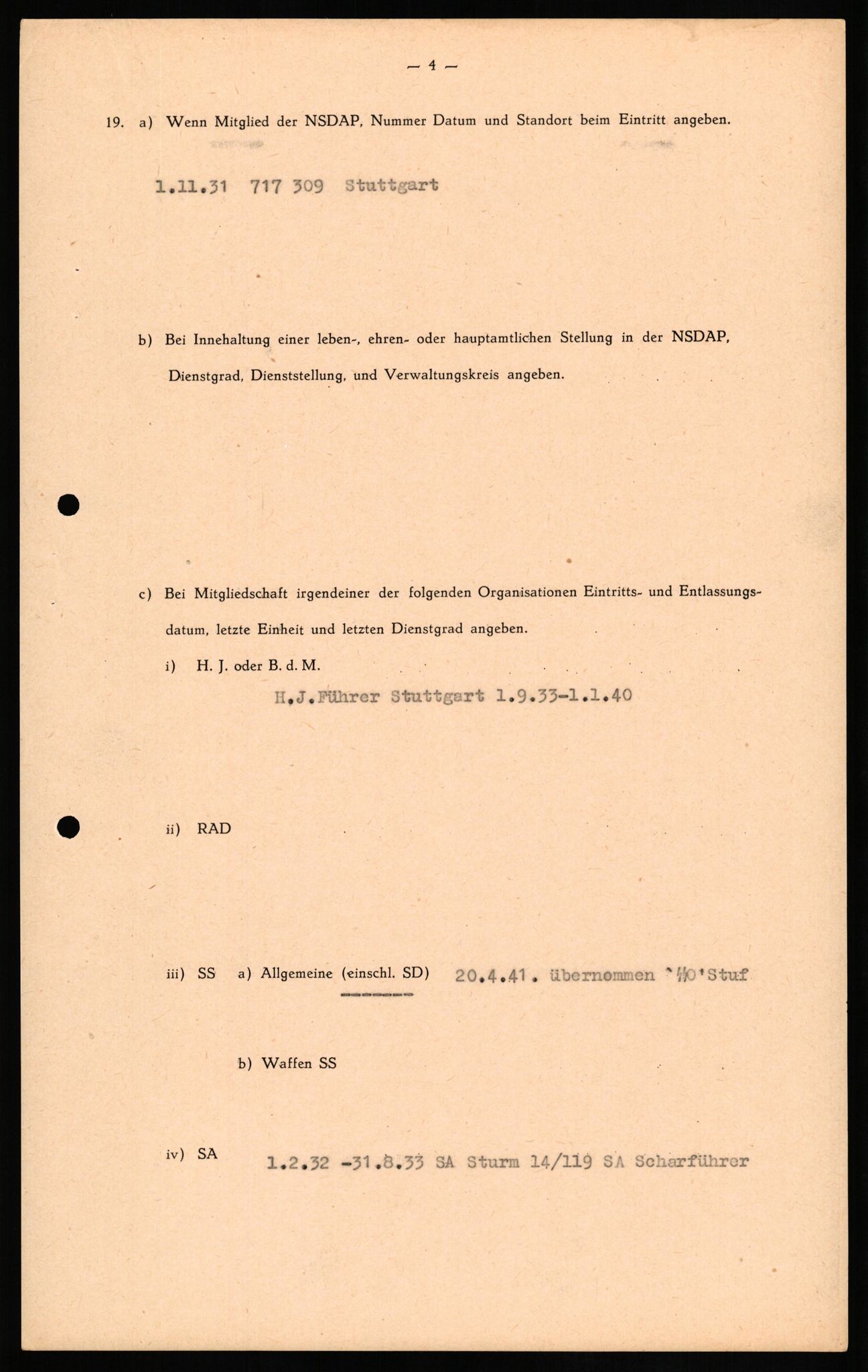 Forsvaret, Forsvarets overkommando II, AV/RA-RAFA-3915/D/Db/L0019: CI Questionaires. Tyske okkupasjonsstyrker i Norge. Tyskere., 1945-1946, p. 361