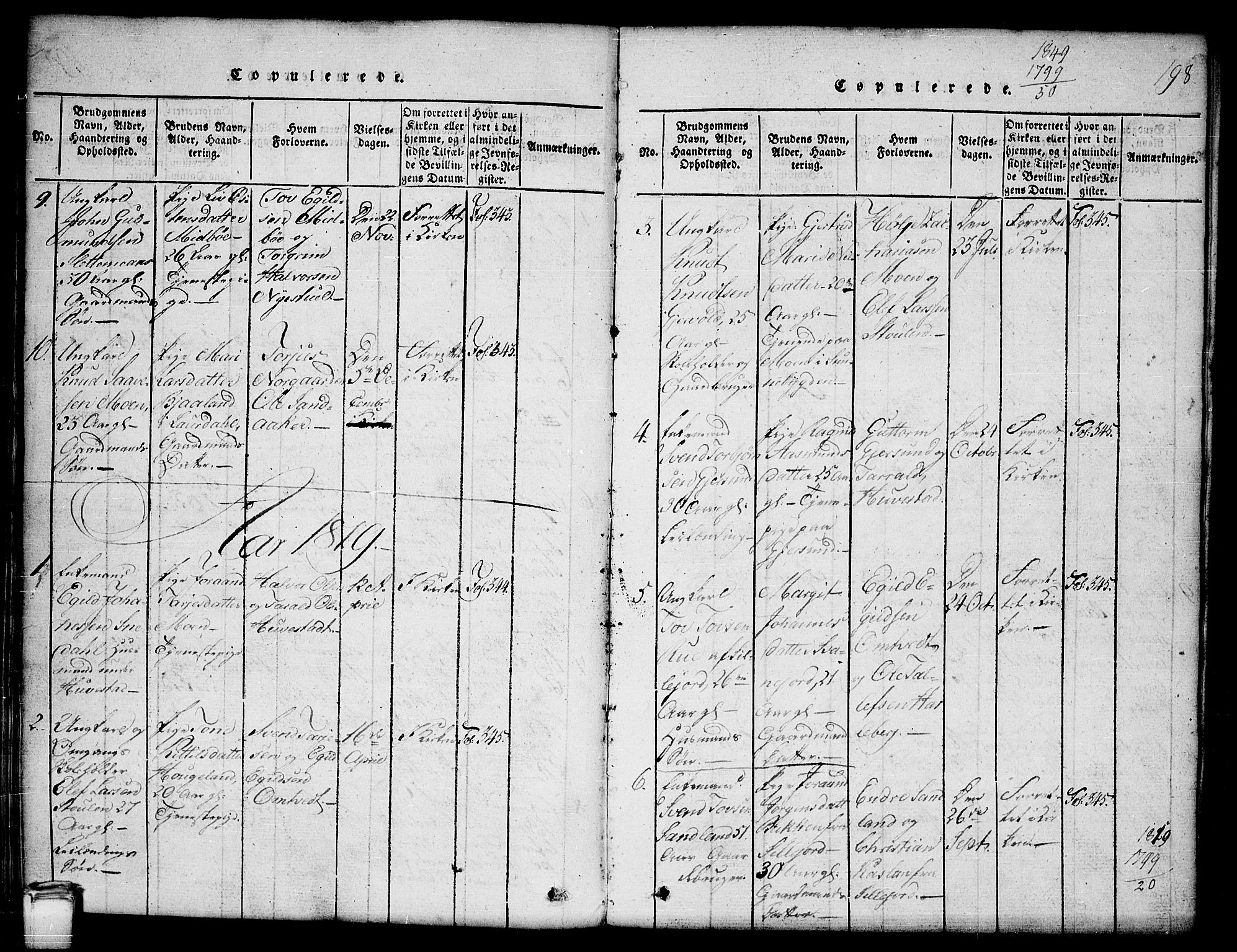 Kviteseid kirkebøker, SAKO/A-276/G/Gb/L0001: Parish register (copy) no. II 1, 1815-1842, p. 198