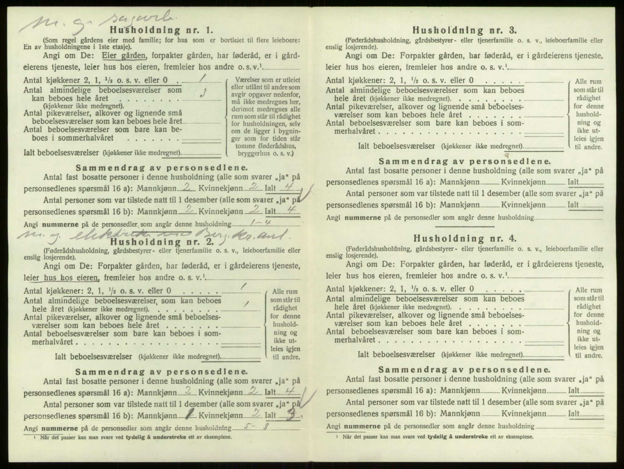 SAO, 1920 census for Berg, 1920, p. 258