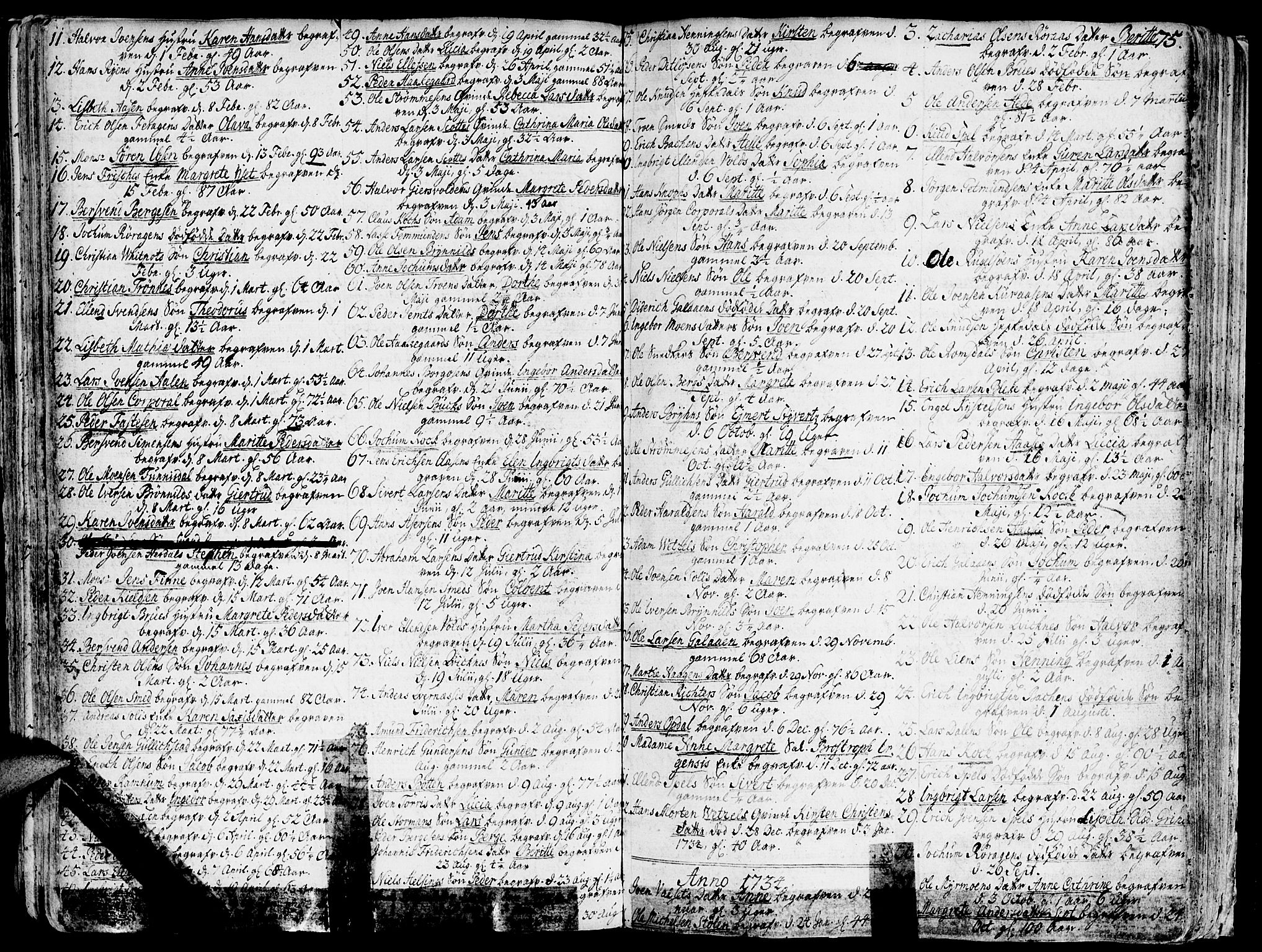 Ministerialprotokoller, klokkerbøker og fødselsregistre - Sør-Trøndelag, SAT/A-1456/681/L0925: Parish register (official) no. 681A03, 1727-1766, p. 75