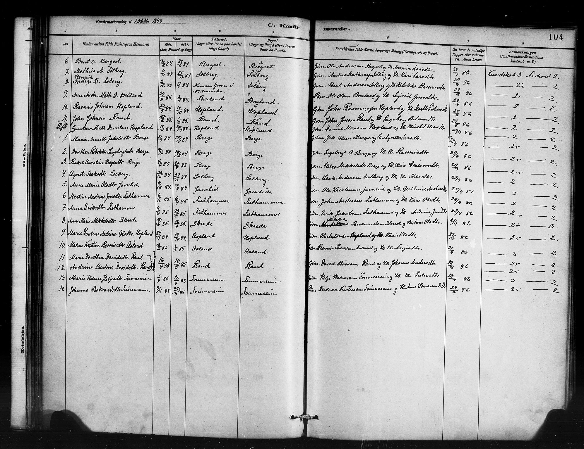 Innvik sokneprestembete, AV/SAB-A-80501: Parish register (official) no. D 1, 1879-1900, p. 104