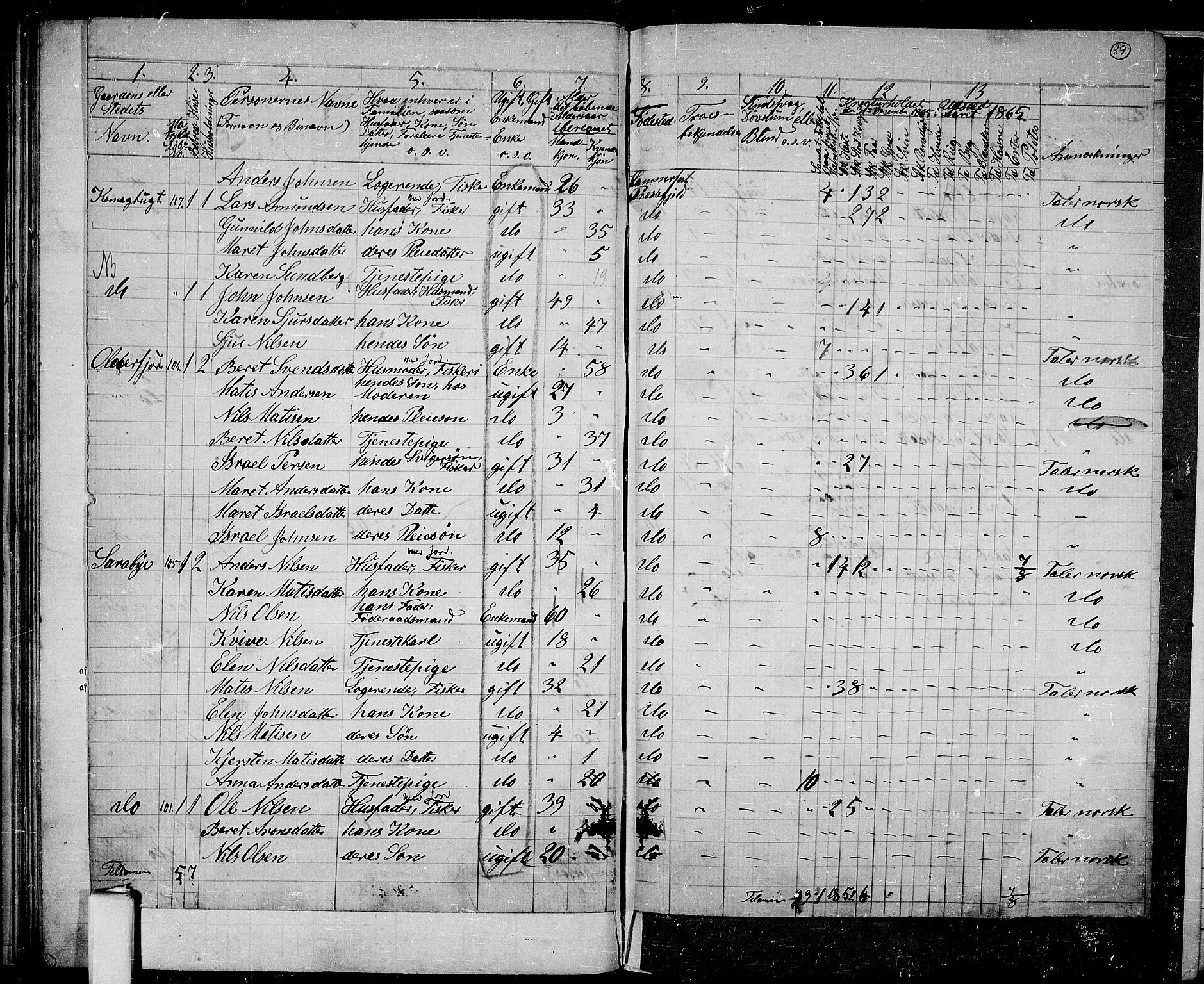 RA, 1865 census for Hammerfest/Hammerfest, 1865, p. 37