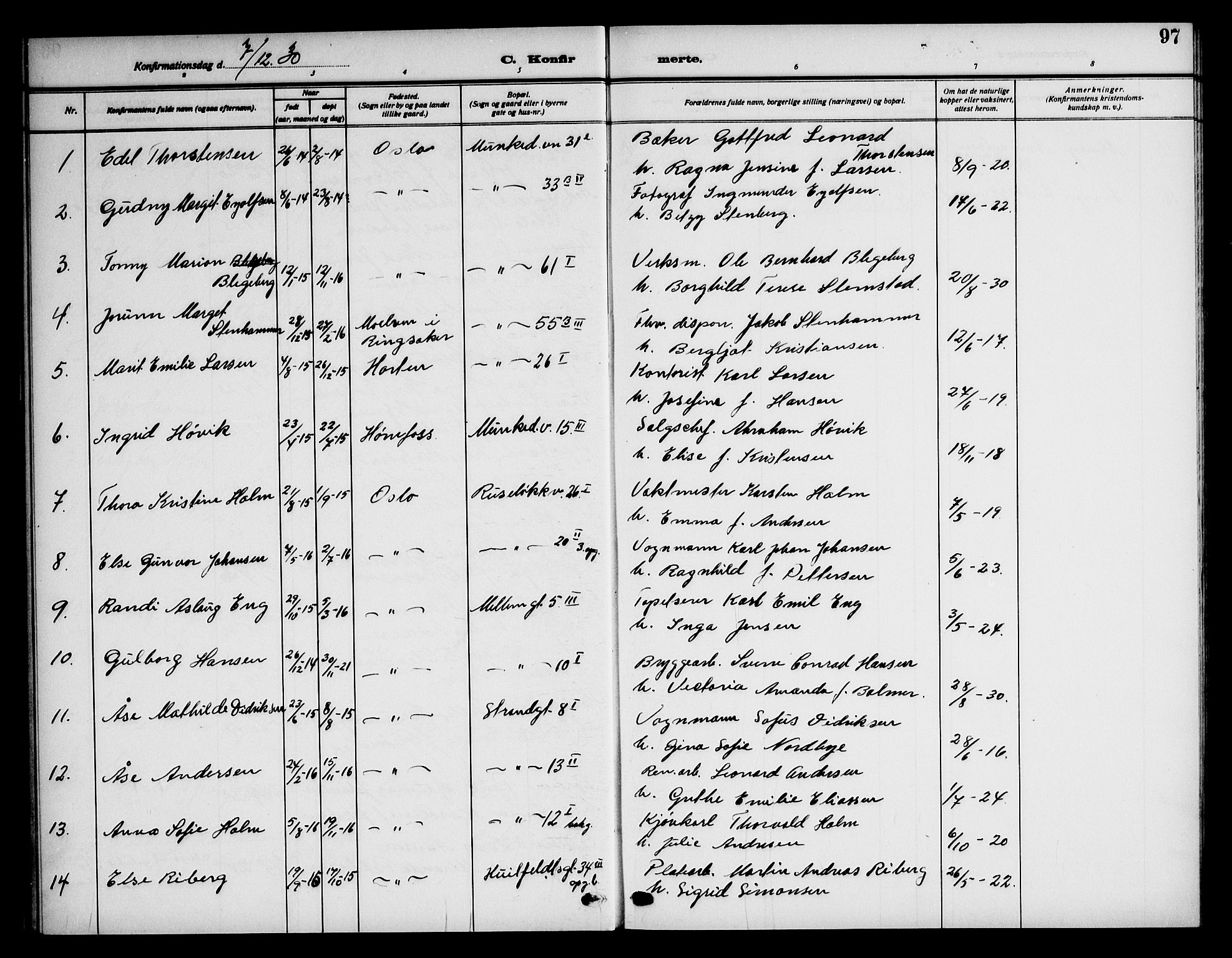 Piperviken prestekontor Kirkebøker, AV/SAO-A-10874/F/L0001: Parish register (official) no. 1, 1911-1958, p. 97