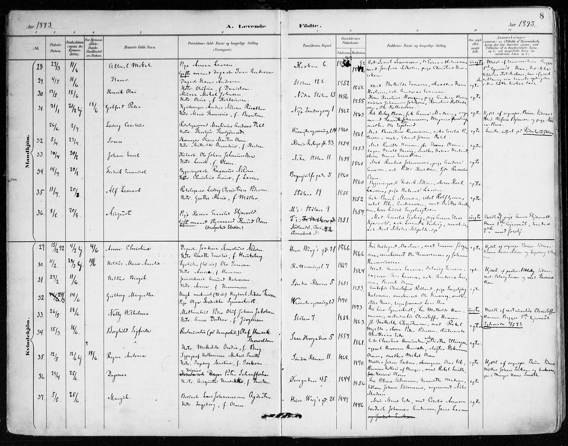 Mariakirken Sokneprestembete, AV/SAB-A-76901/H/Haa/L0008: Parish register (official) no. A 8, 1893-1942, p. 8