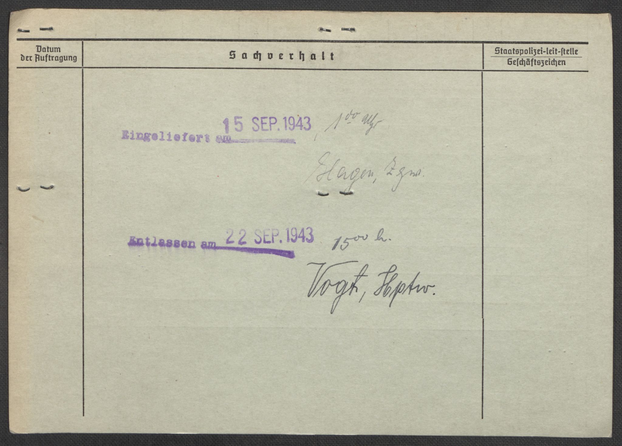 Befehlshaber der Sicherheitspolizei und des SD, AV/RA-RAFA-5969/E/Ea/Eaa/L0003: Register over norske fanger i Møllergata 19: Eng-Hag, 1940-1945, p. 501