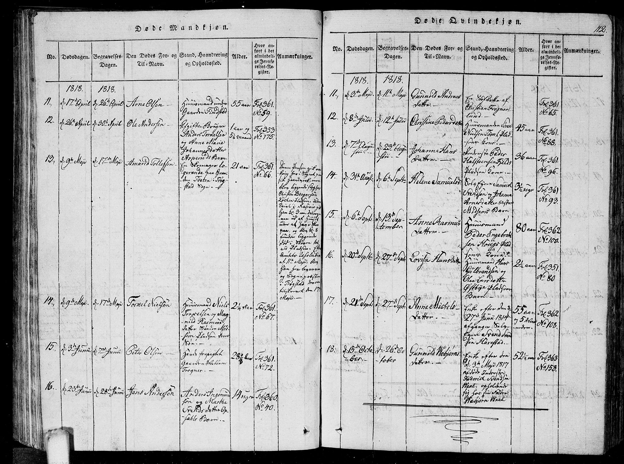 Kråkstad prestekontor Kirkebøker, AV/SAO-A-10125a/G/Ga/L0001: Parish register (copy) no. I 1, 1813-1824, p. 112