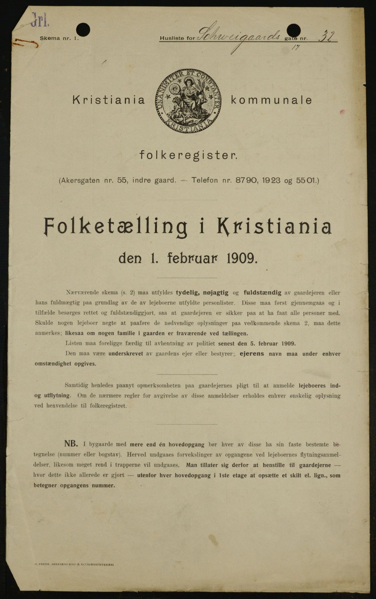 OBA, Municipal Census 1909 for Kristiania, 1909, p. 82519