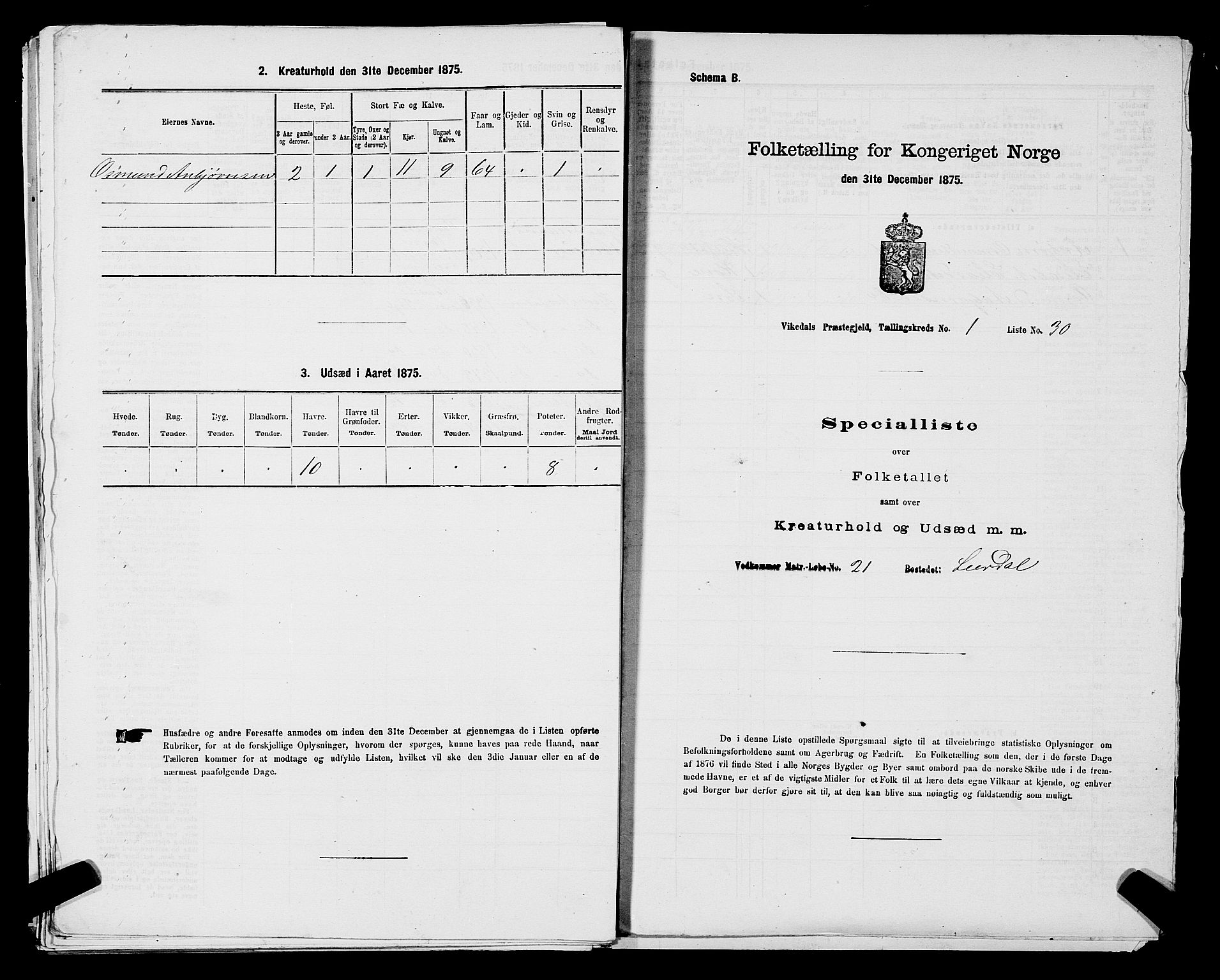 SAST, 1875 census for 1157P Vikedal, 1875, p. 127