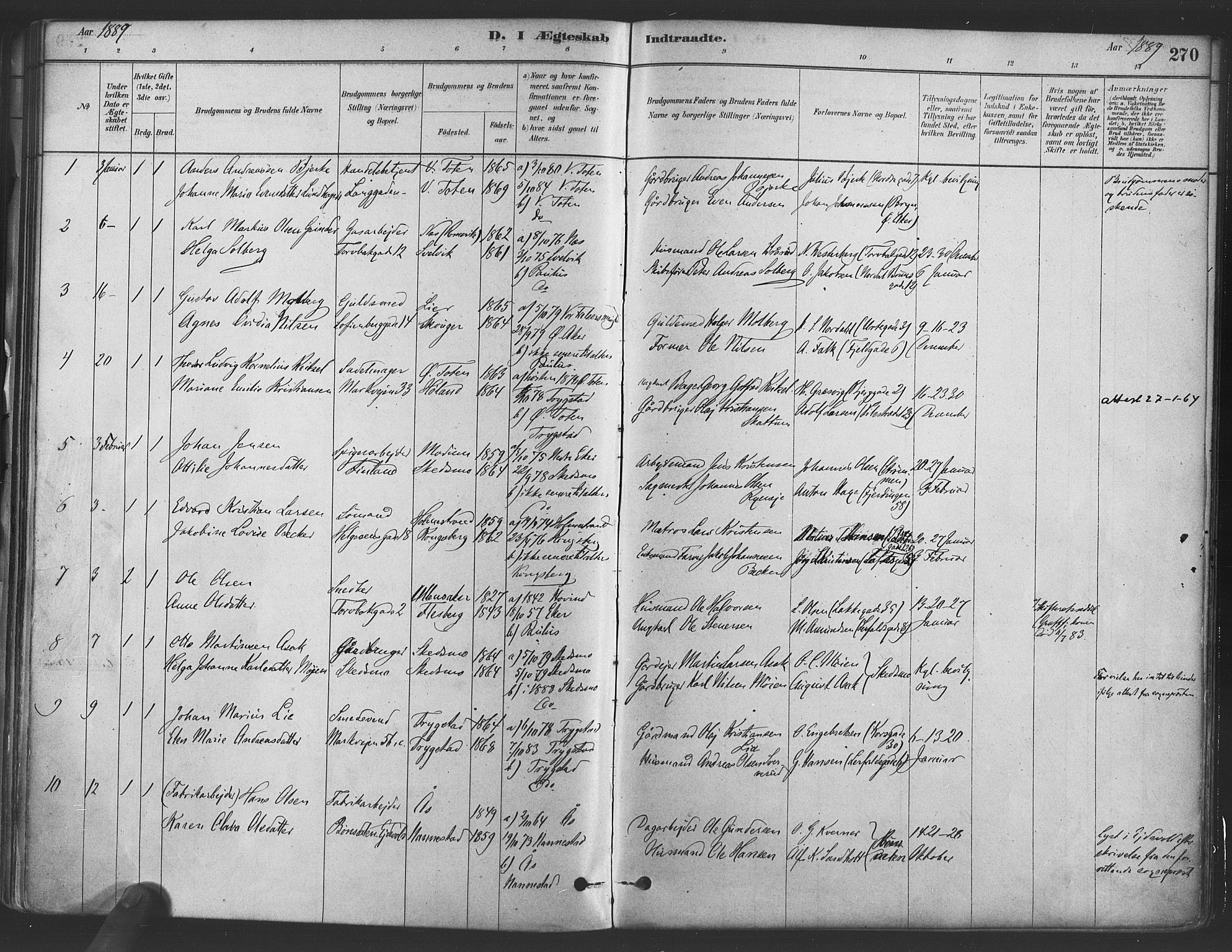 Paulus prestekontor Kirkebøker, AV/SAO-A-10871/F/Fa/L0004: Parish register (official) no. 4, 1879-1891, p. 270