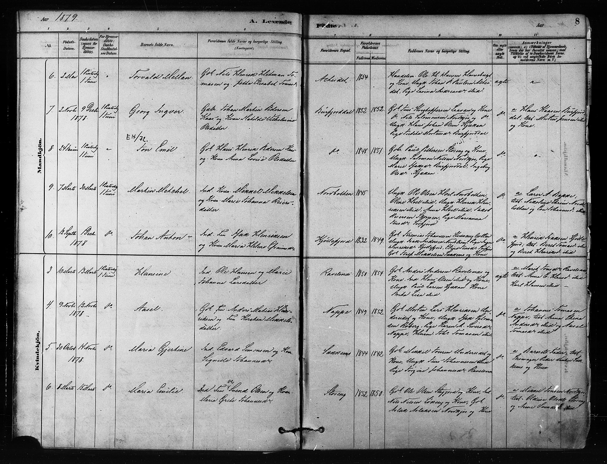 Skjervøy sokneprestkontor, AV/SATØ-S-1300/H/Ha/Haa/L0012kirke: Parish register (official) no. 12, 1878-1891, p. 8