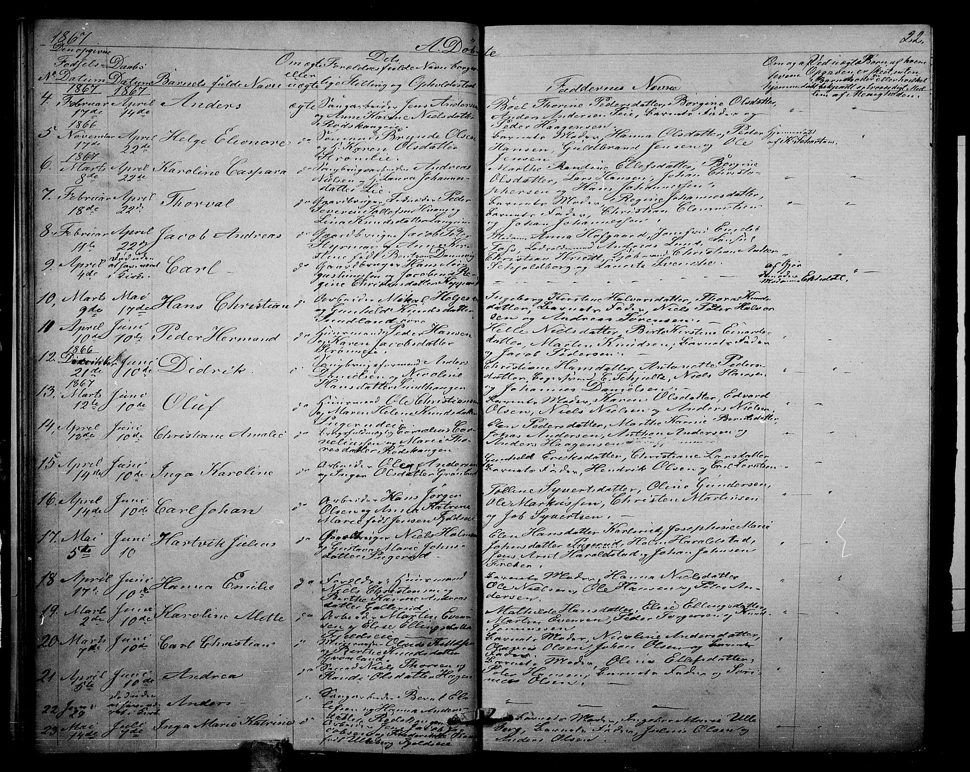 Strømsgodset kirkebøker, SAKO/A-324/G/Ga/L0001: Parish register (copy) no. 1, 1860-1884, p. 22