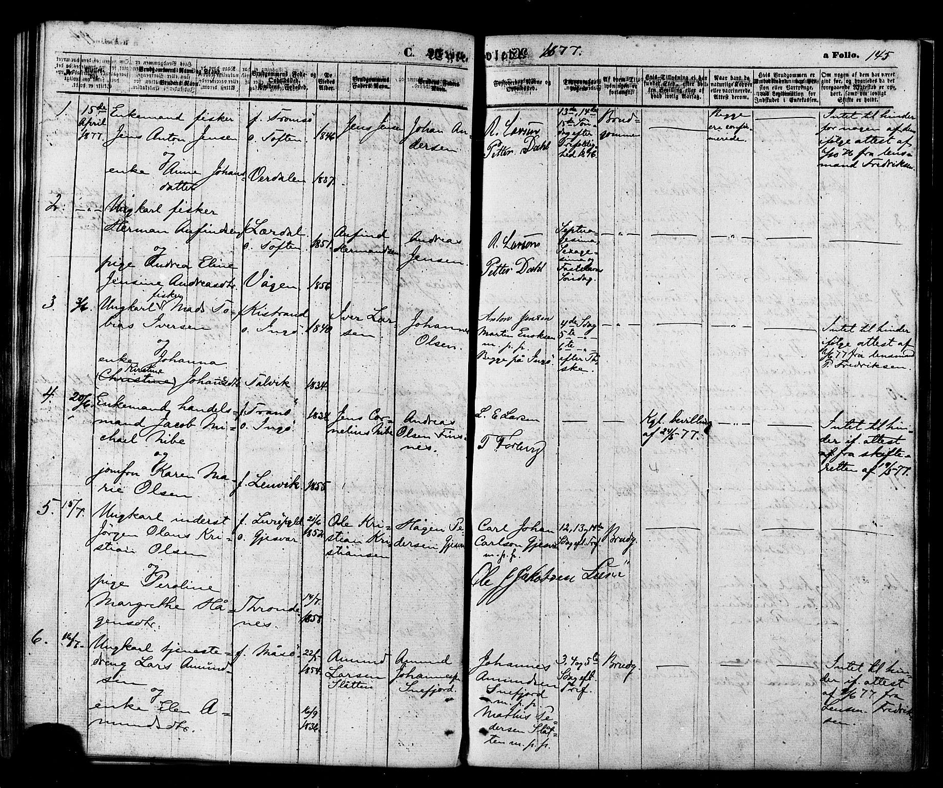 Måsøy sokneprestkontor, AV/SATØ-S-1348/H/Ha/L0003kirke: Parish register (official) no. 3, 1866-1877, p. 145