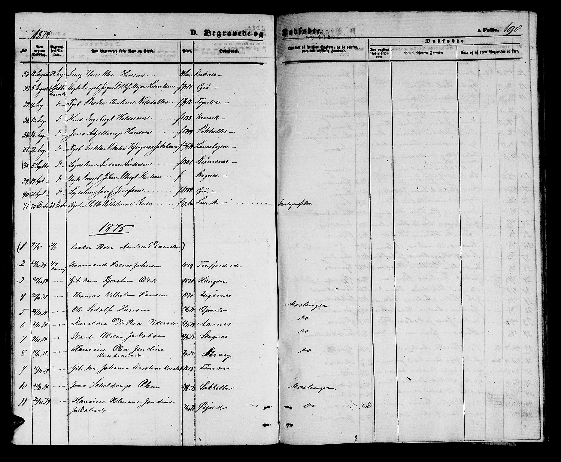 Lenvik sokneprestembete, SATØ/S-1310/H/Ha/Hab/L0005klokker: Parish register (copy) no. 5, 1870-1880, p. 198