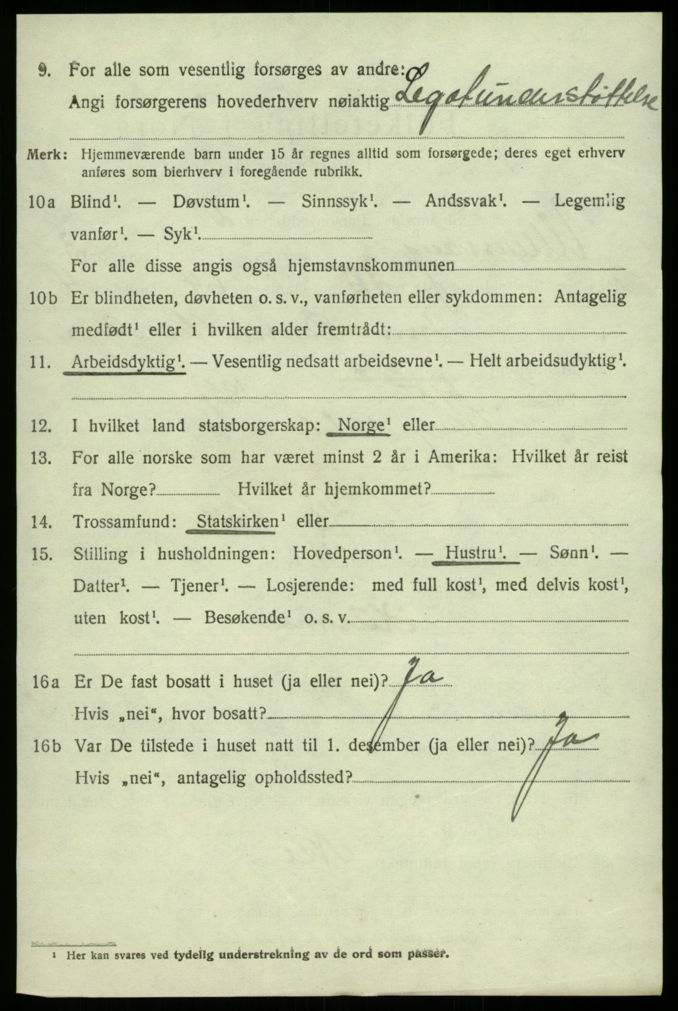 SAB, 1920 census for Ullensvang, 1920, p. 1991