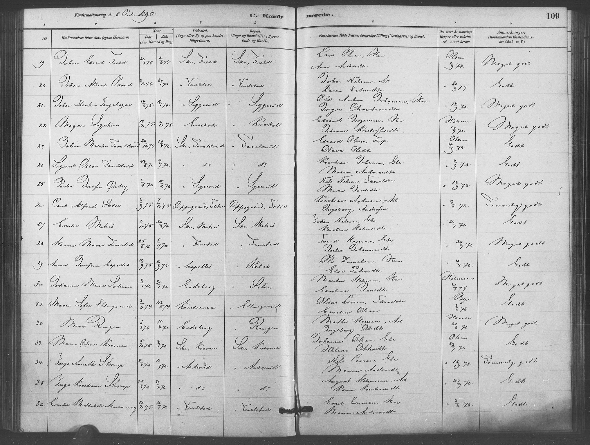 Kråkstad prestekontor Kirkebøker, AV/SAO-A-10125a/F/Fb/L0001: Parish register (official) no. II 1, 1880-1892, p. 109