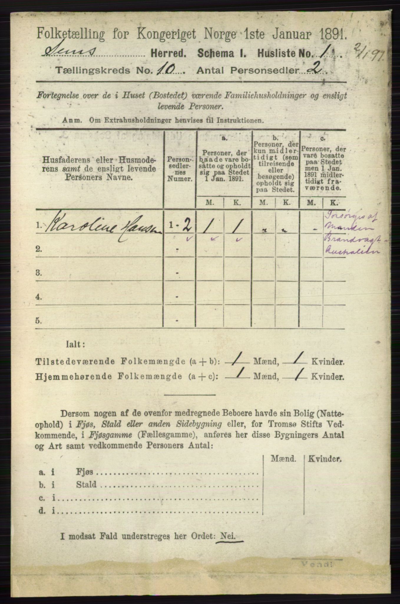 RA, 1891 census for 0721 Sem, 1891, p. 4702