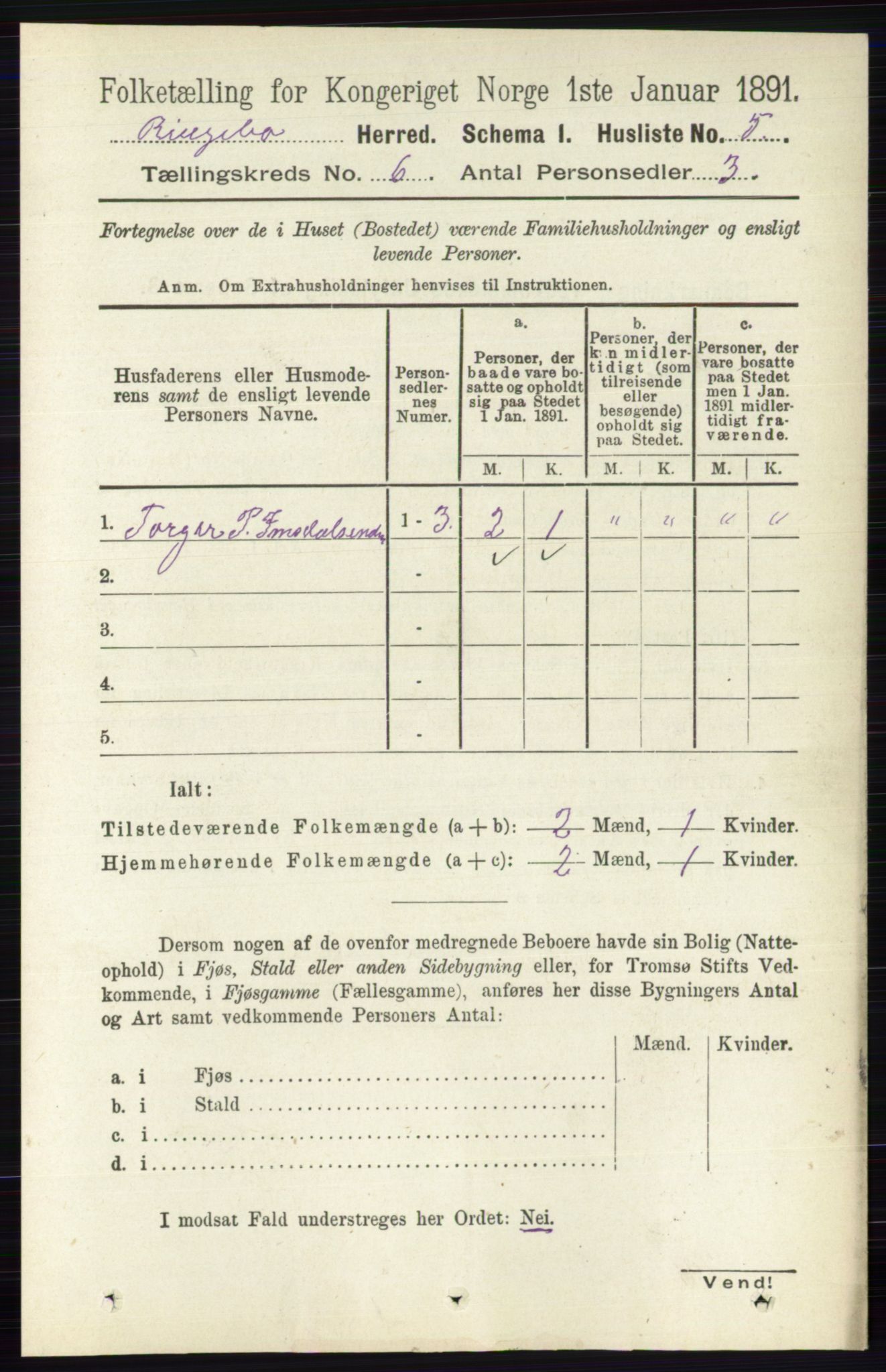 RA, 1891 census for 0520 Ringebu, 1891, p. 2368