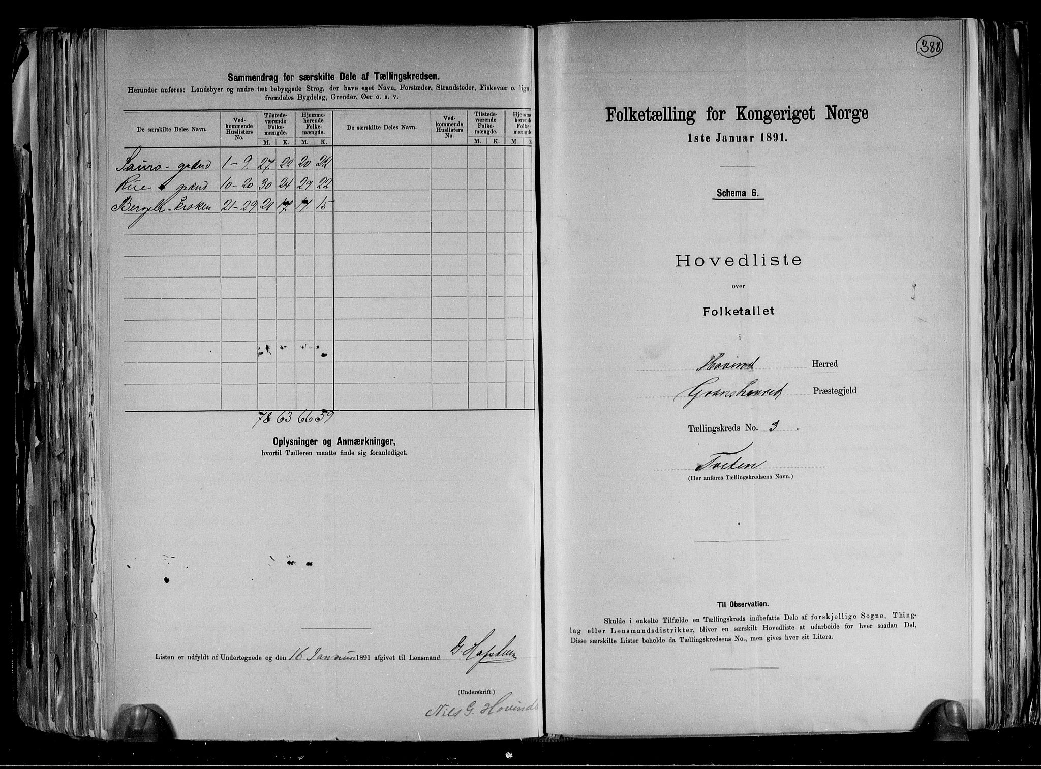 RA, 1891 census for 0825 Hovin, 1891, p. 9