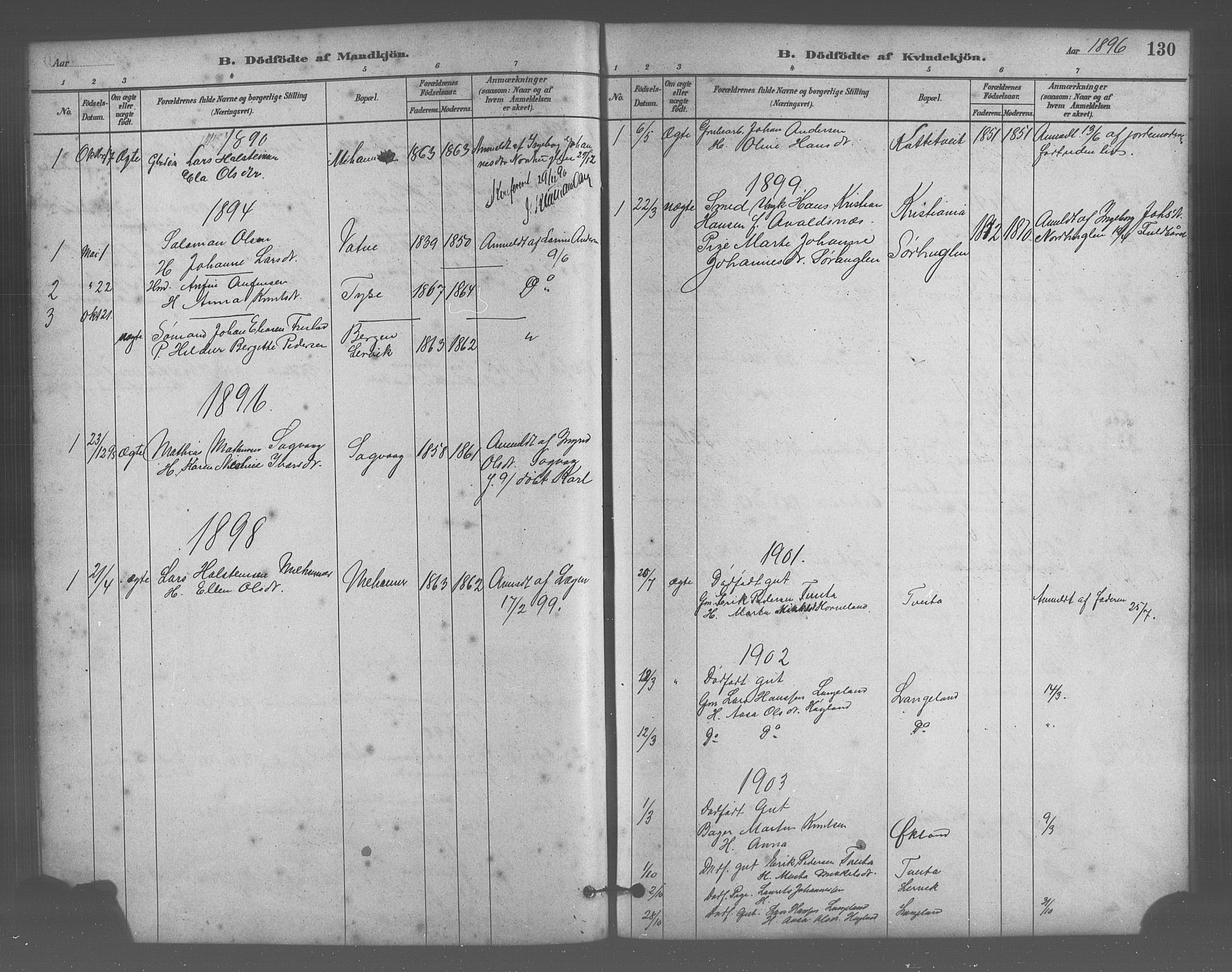Stord sokneprestembete, SAB/A-78201/H/Hab: Parish register (copy) no. A 2, 1879-1909, p. 130