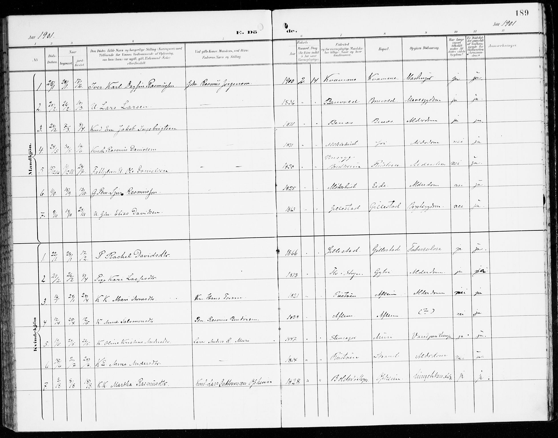Innvik sokneprestembete, SAB/A-80501: Parish register (official) no. C 2, 1900-1920, p. 189