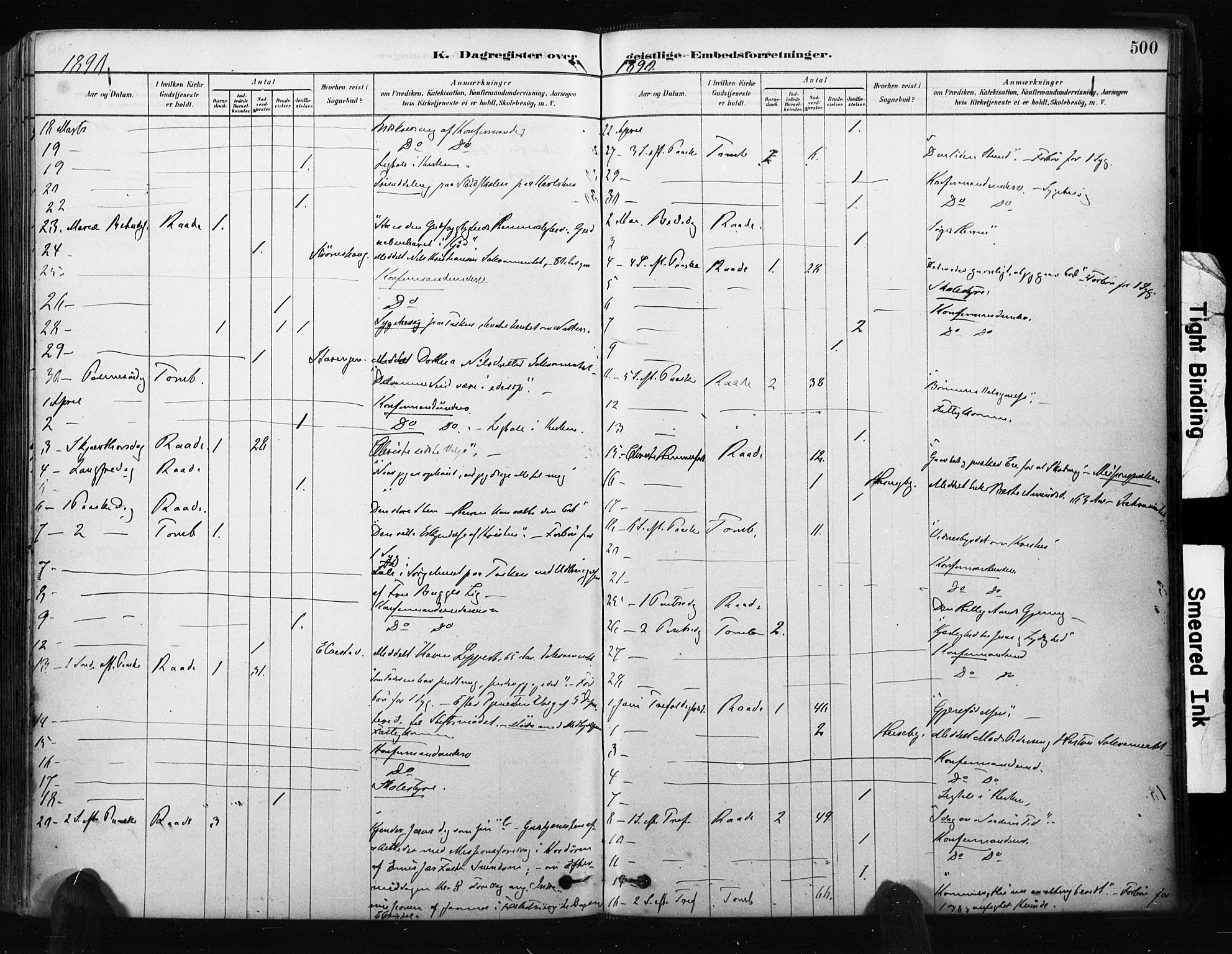 Råde prestekontor kirkebøker, AV/SAO-A-2009/F/Fa/L0007: Parish register (official) no. 7, 1878-1902, p. 500