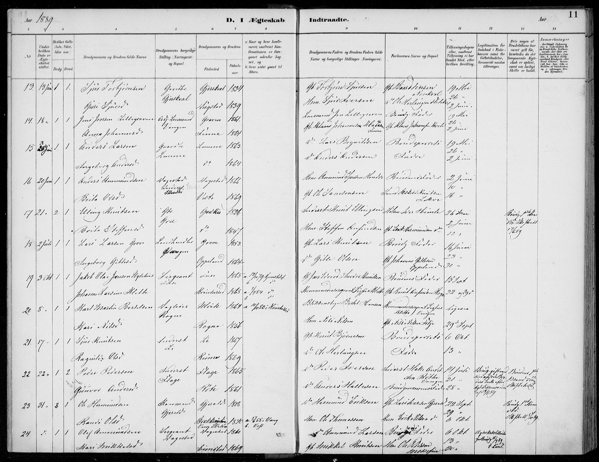 Voss sokneprestembete, AV/SAB-A-79001/H/Haa: Parish register (official) no. C  1, 1887-1915, p. 11