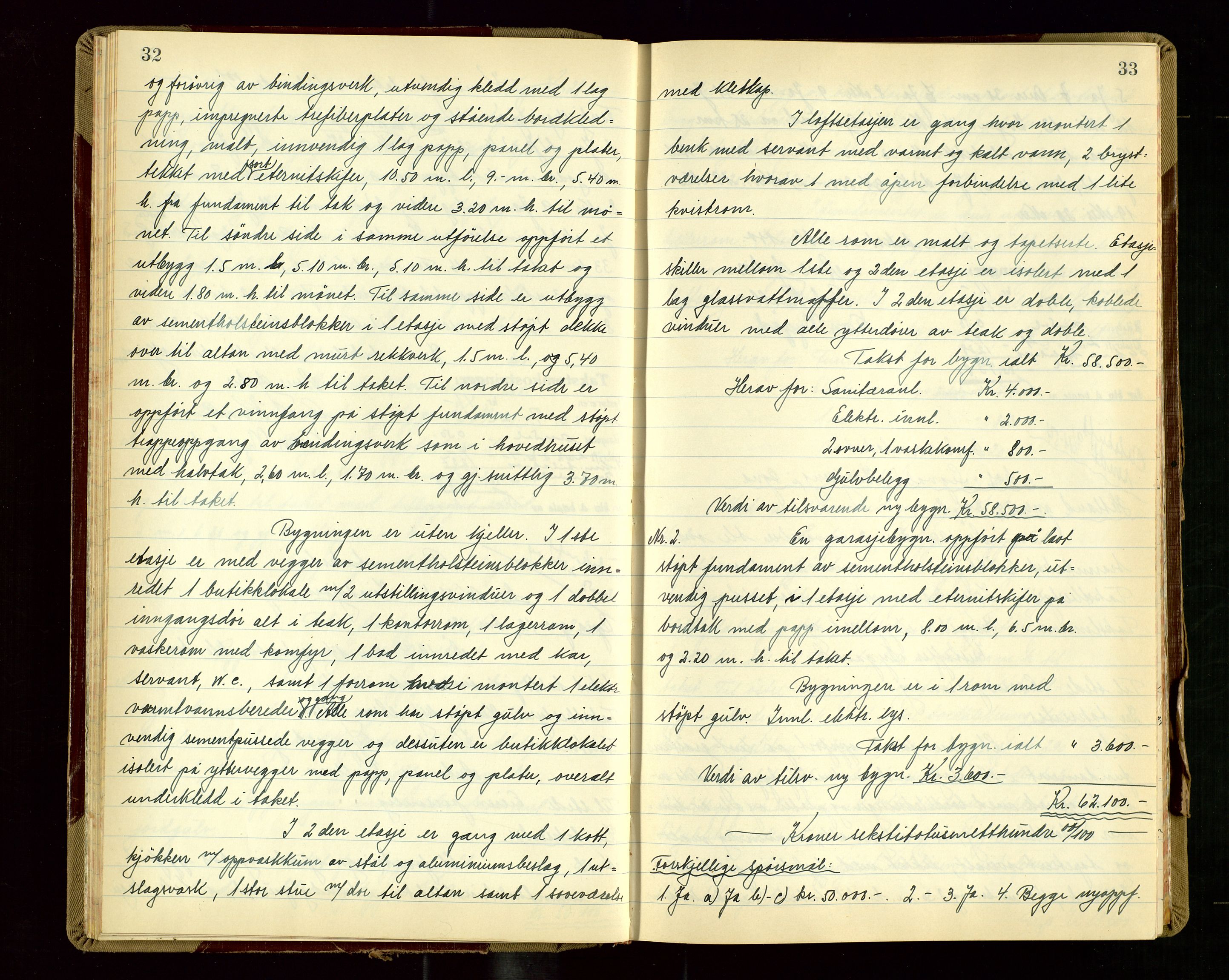 Eigersund lensmannskontor, AV/SAST-A-100171/Goa/L0013: "Branntakstprotokoll", 1954-1955, p. 32-33