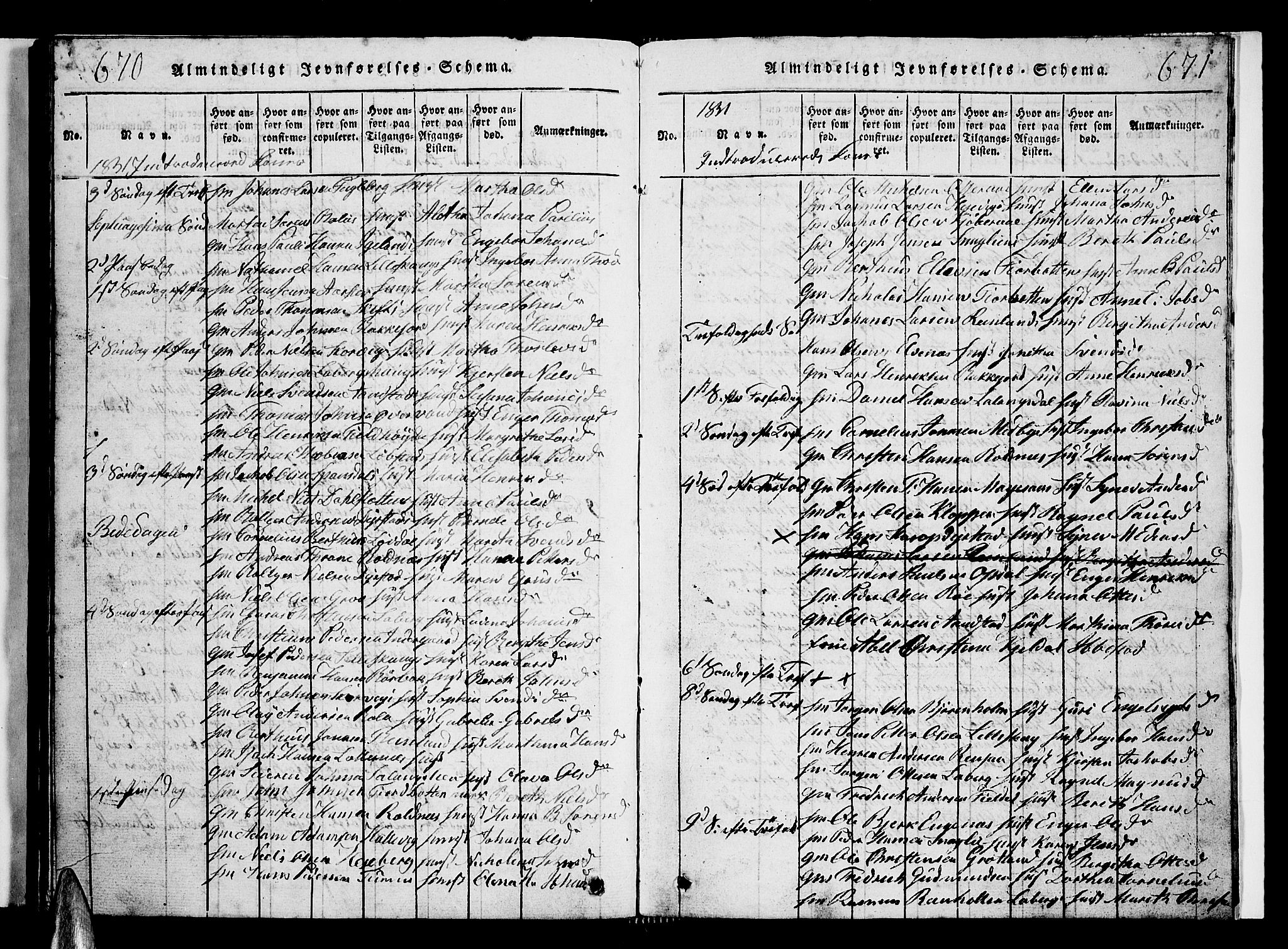 Ibestad sokneprestembete, SATØ/S-0077/H/Ha/Hab/L0002klokker: Parish register (copy) no. 2, 1821-1833, p. 670-671