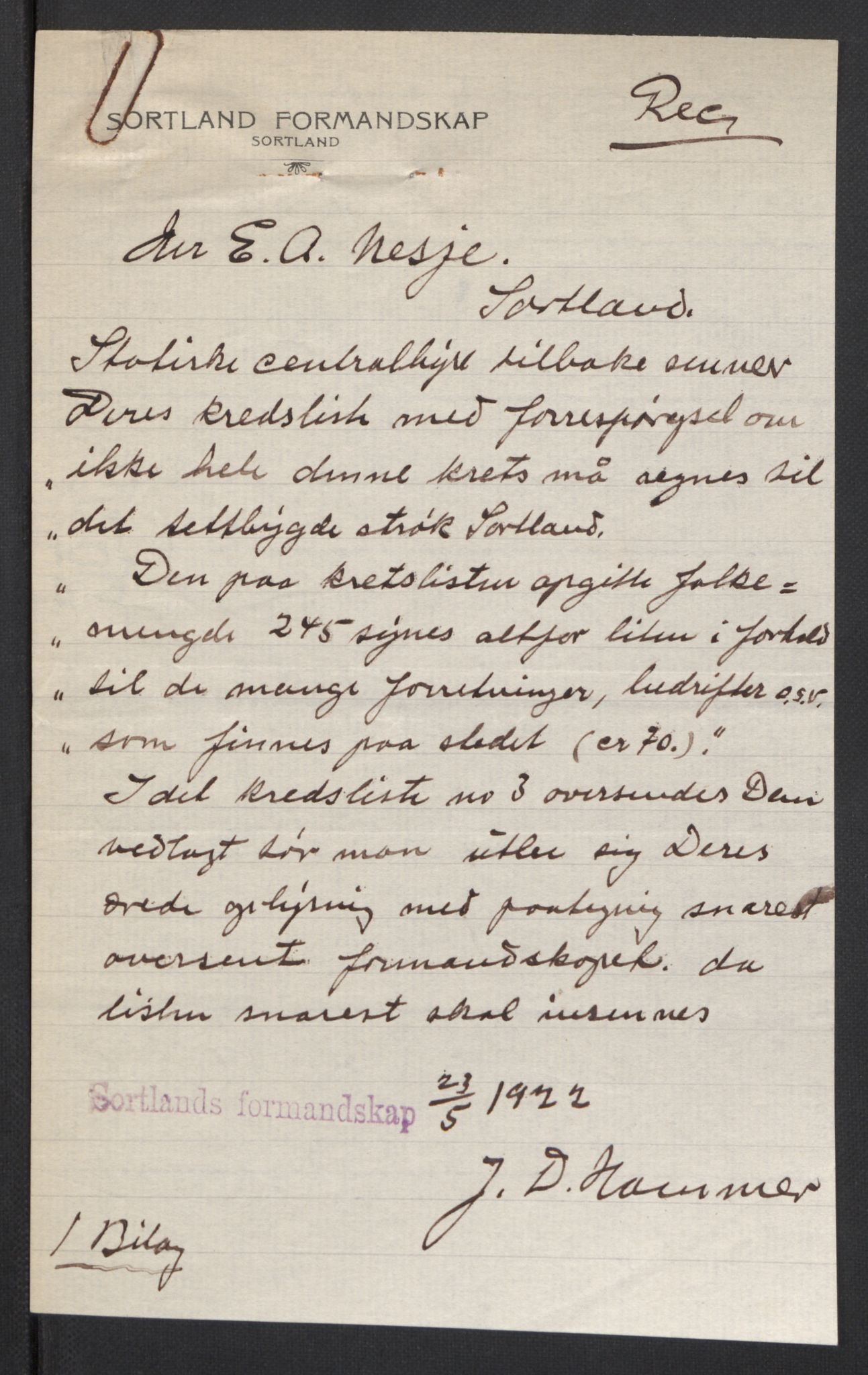 SAT, 1920 census for Sortland, 1920, p. 3