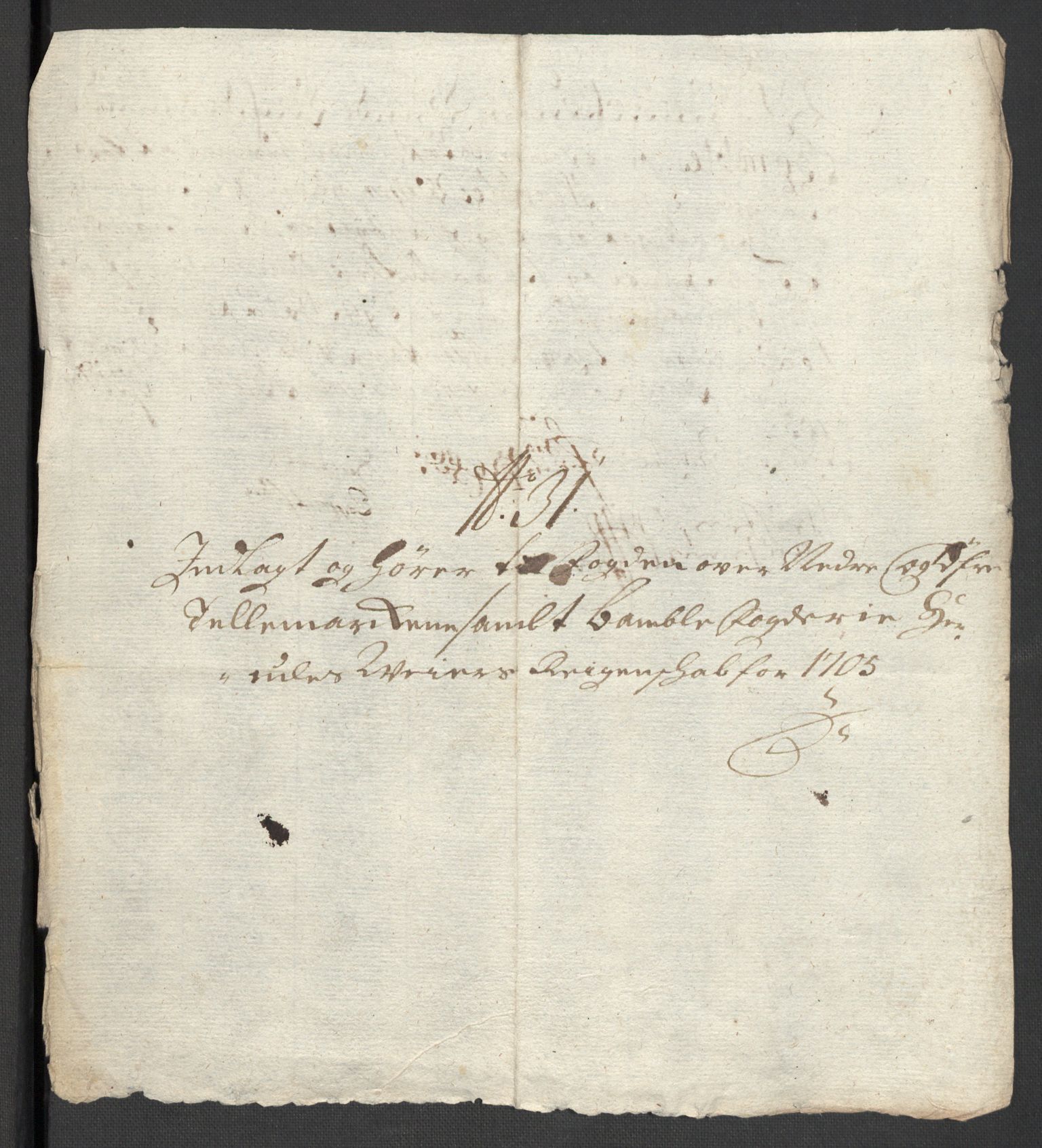 Rentekammeret inntil 1814, Reviderte regnskaper, Fogderegnskap, AV/RA-EA-4092/R36/L2114: Fogderegnskap Øvre og Nedre Telemark og Bamble, 1705, p. 258