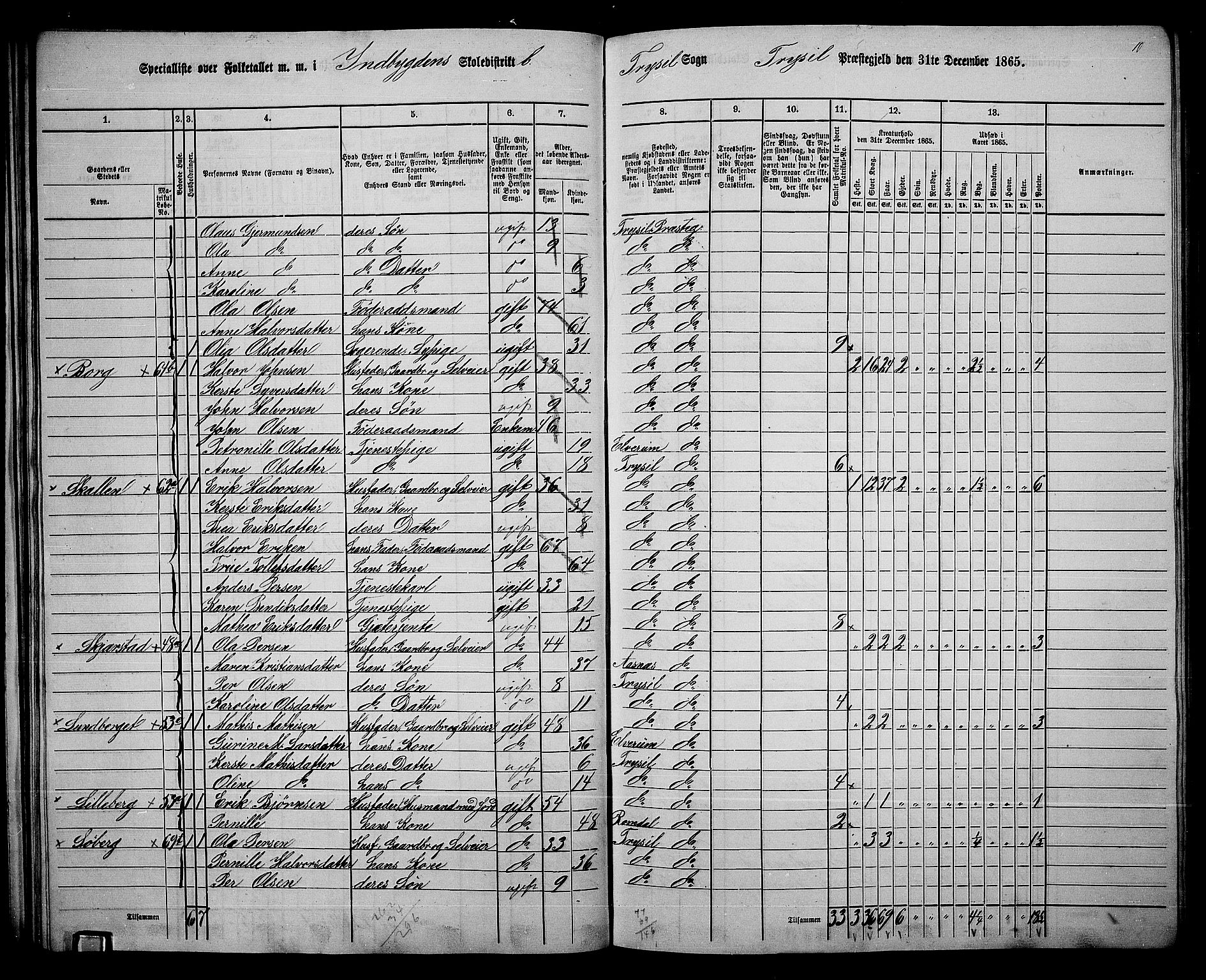 RA, 1865 census for Trysil, 1865, p. 39