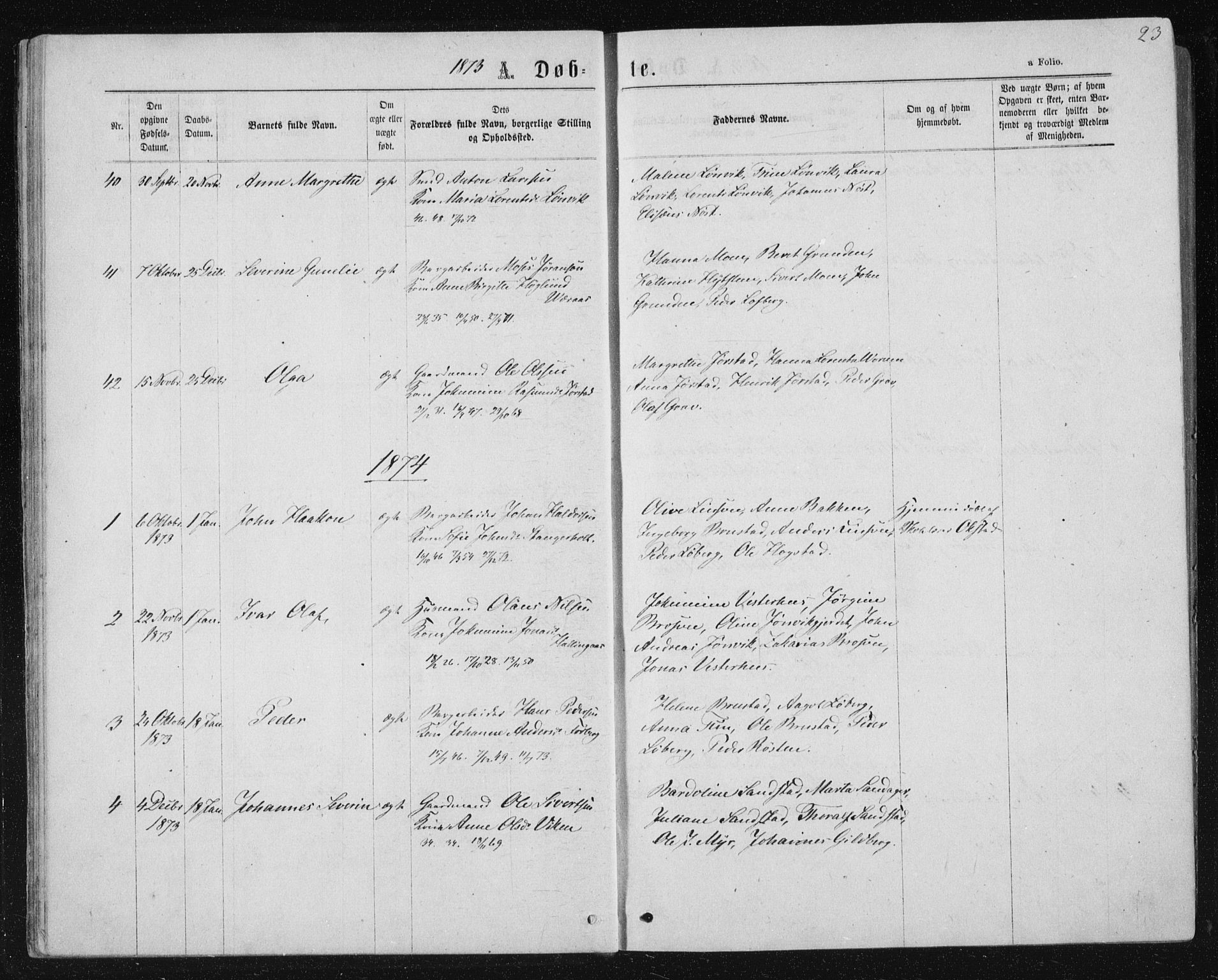 Ministerialprotokoller, klokkerbøker og fødselsregistre - Nord-Trøndelag, AV/SAT-A-1458/722/L0219: Parish register (official) no. 722A06, 1868-1880, p. 23